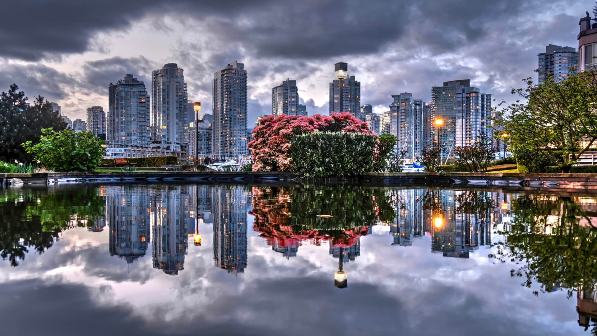 Canada travels, Fake Creek, Vancouver reflection panorama, 4K wallpapers, 1920x1080 Full HD Desktop