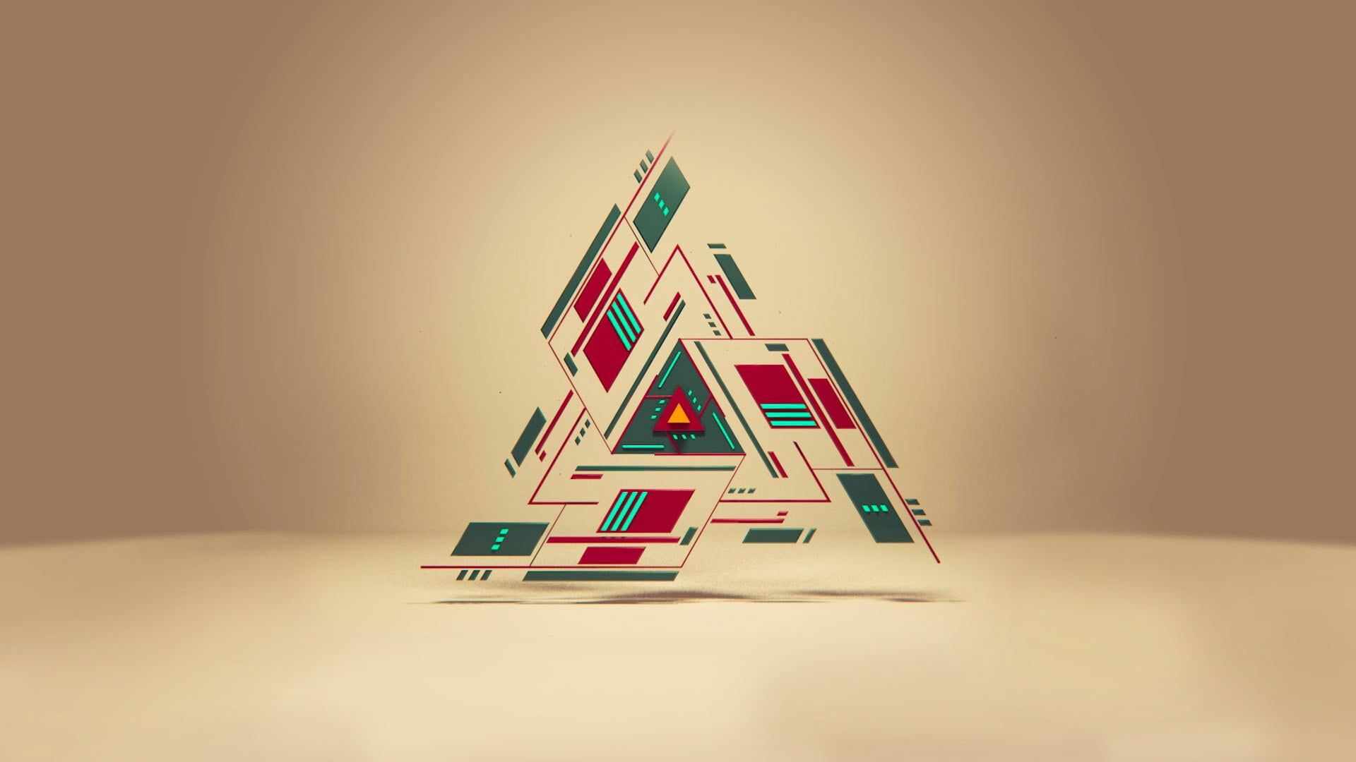 Triangle logo wallpaper, Green and red, Geometry wallpaper, Graphic design, 1920x1080 Full HD Desktop