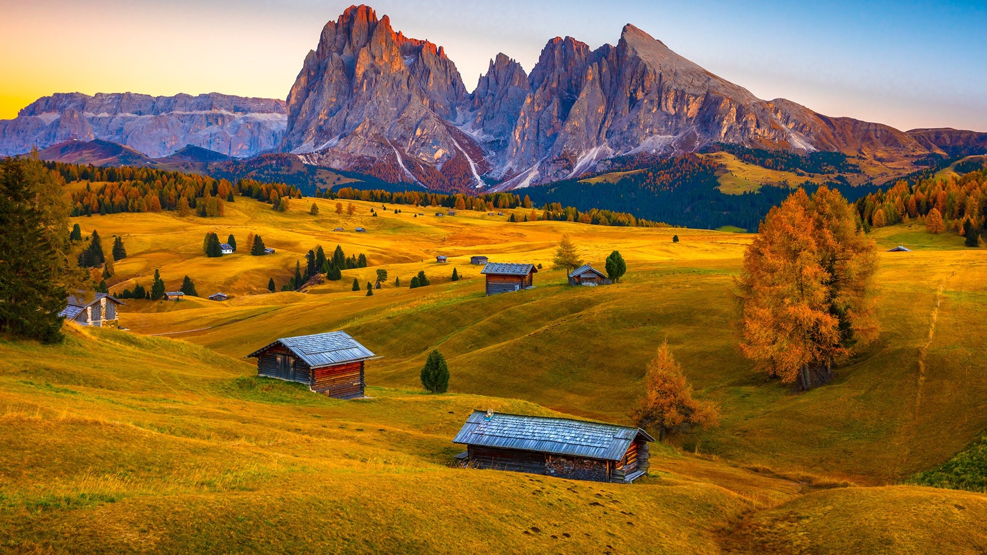 Alpine hut, Trentino pastures, Dolomites countryside, Windows 10 spotlight, 1920x1080 Full HD Desktop