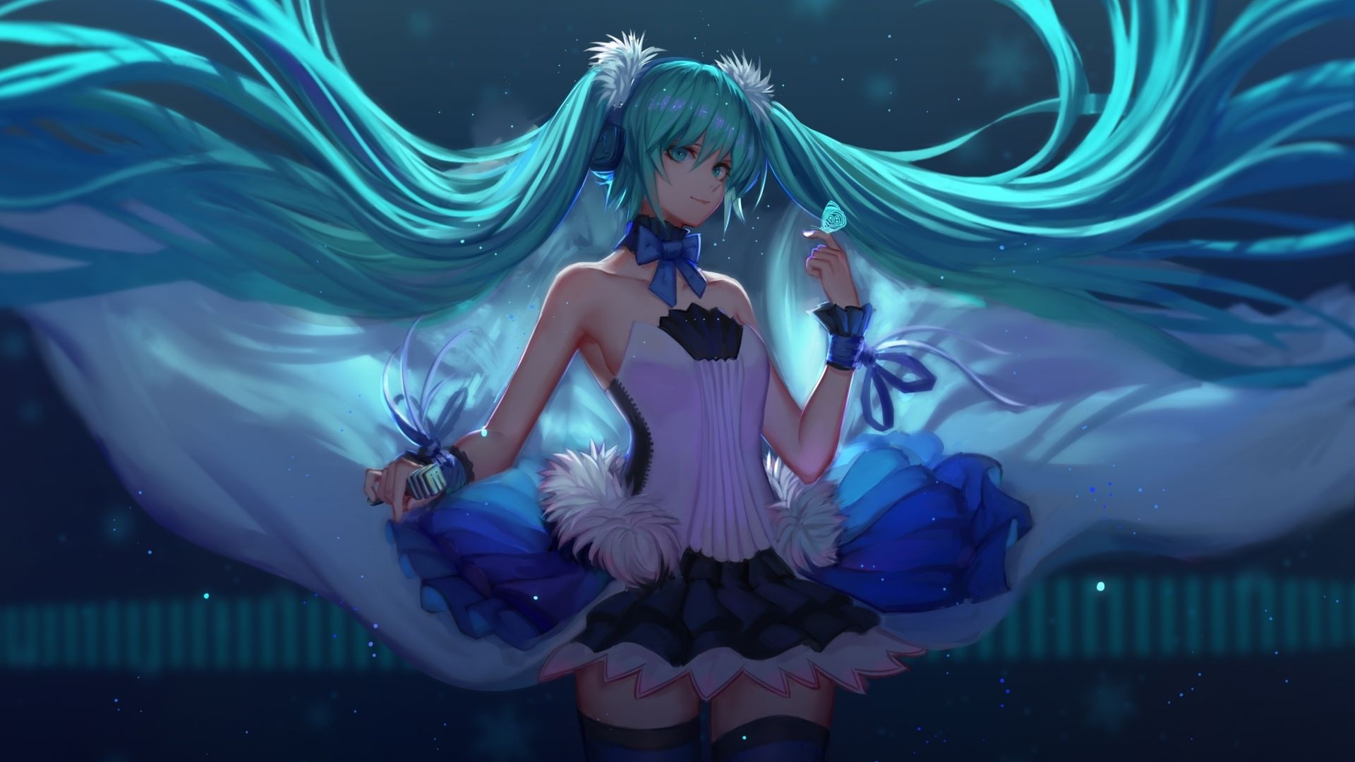 Hatsune Miku music, Blue long hair, HD wallpaper, 1920x1080 Full HD Desktop