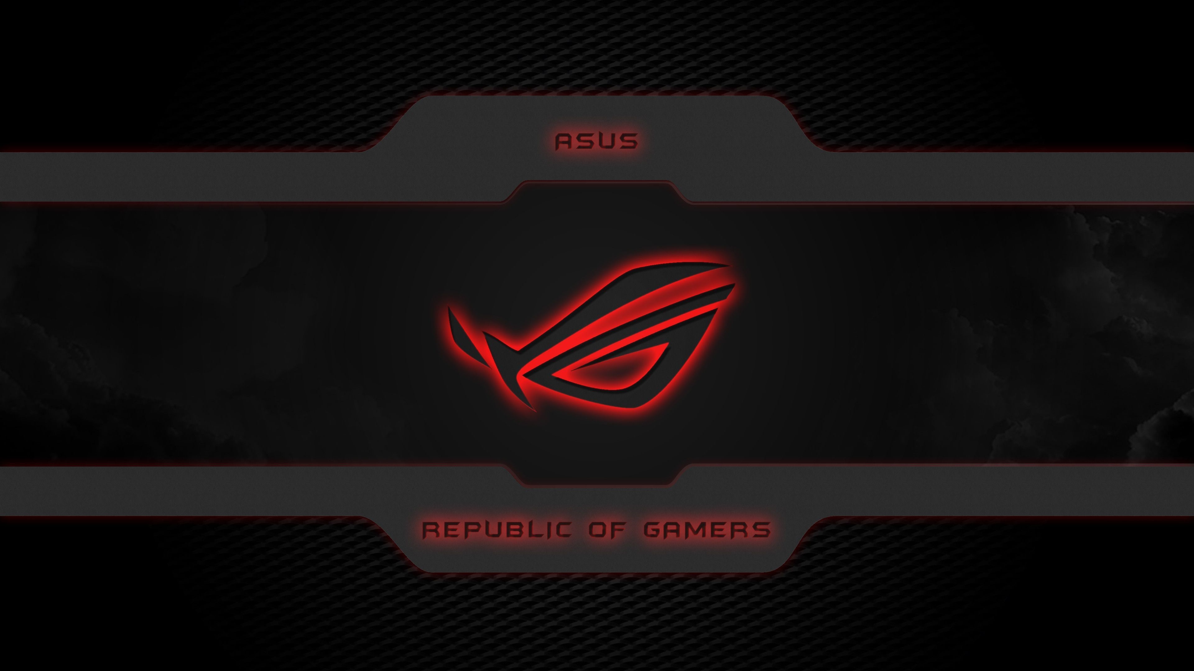 Republic of Gamers logo, REPUBLIC OF GAMERS text, carbon fiber texture, 4K Desktop wallpaper