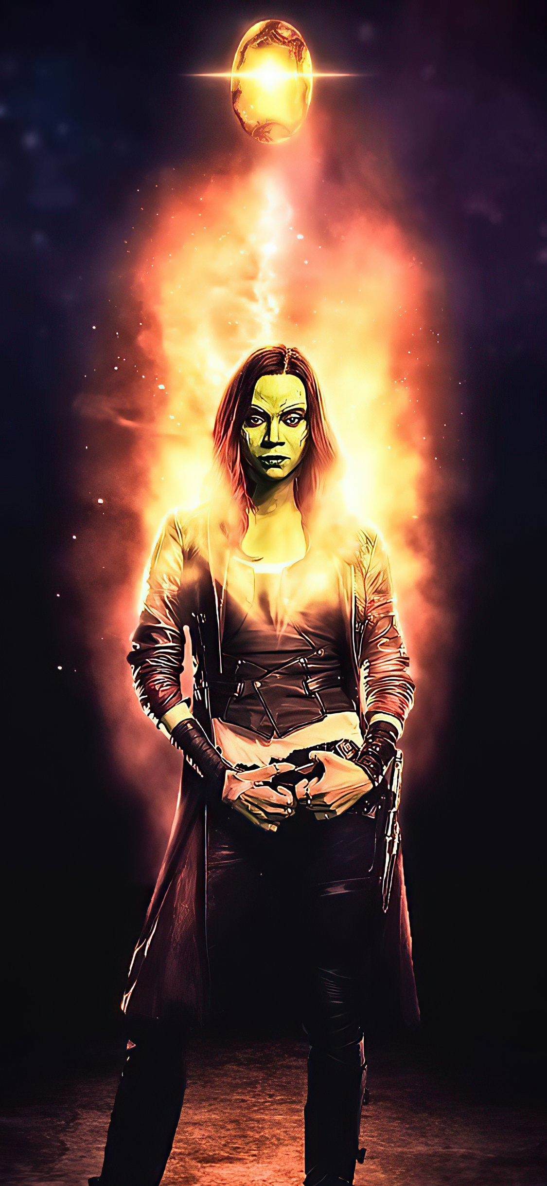 Gamora, Infinity Stone, iPhone X, HD wallpapers, 1130x2440 HD Phone