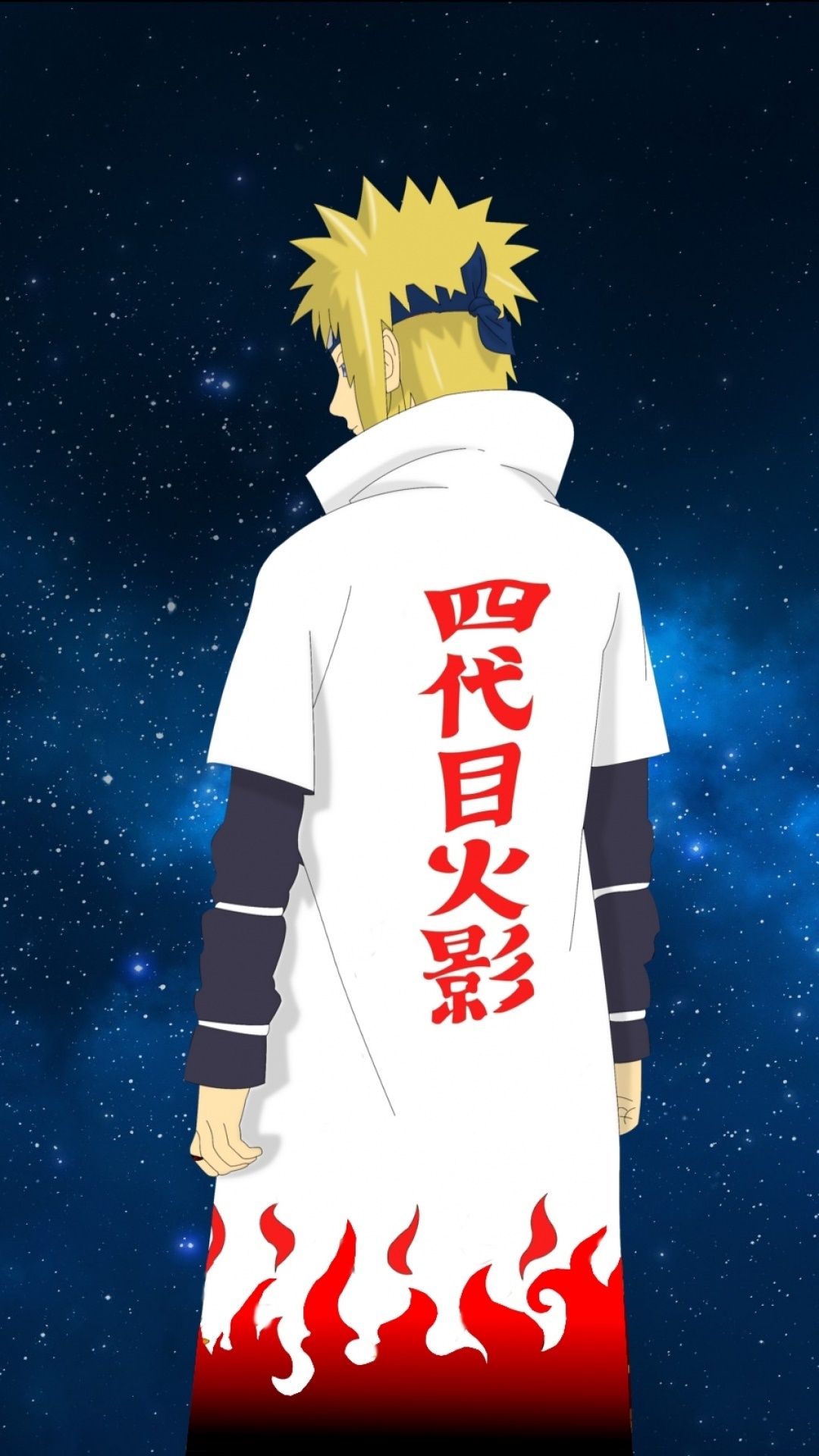 Minato Namikaze, Fourth Hokage haori, starry galaxy night sky, Full HD Phone wallpaper