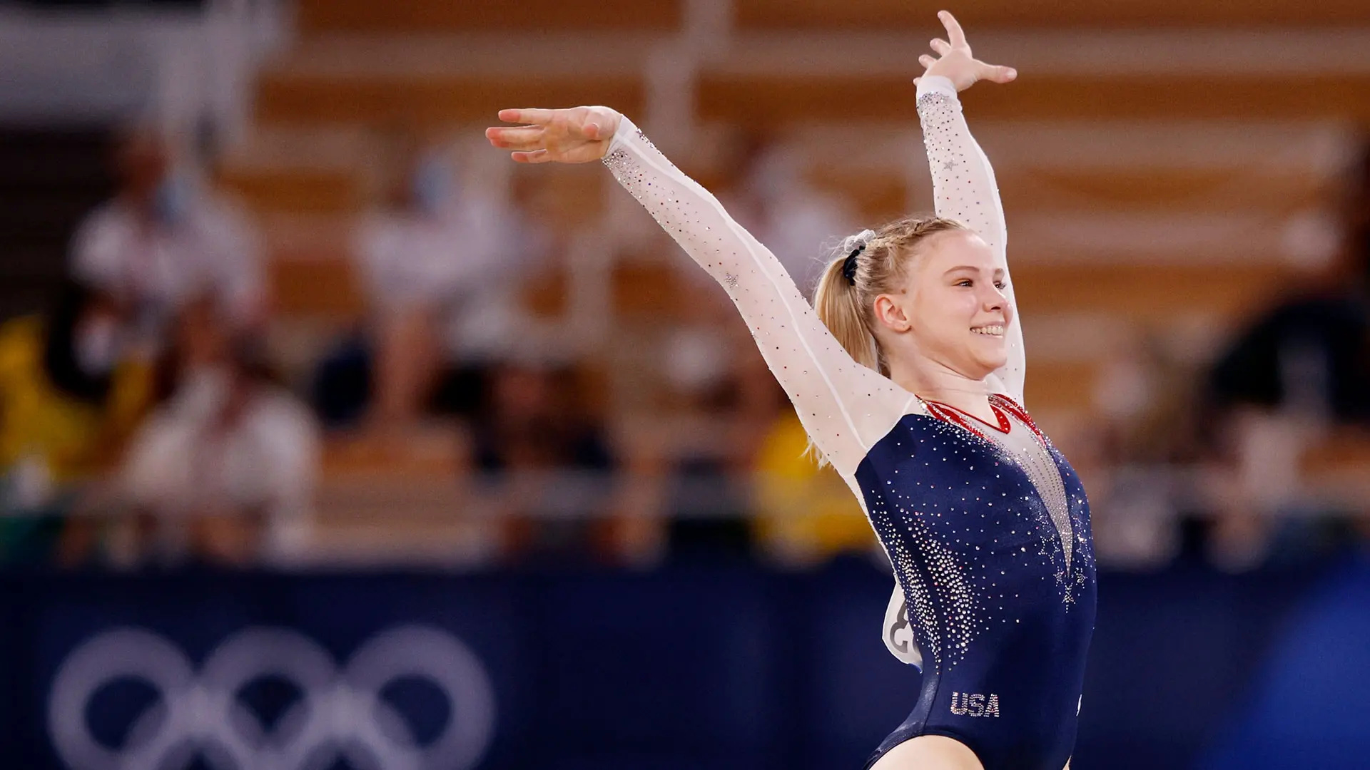 Jade Carey's gymnastics, Gold medal routine, NBC New York, Floor routine, 1920x1080 Full HD Desktop