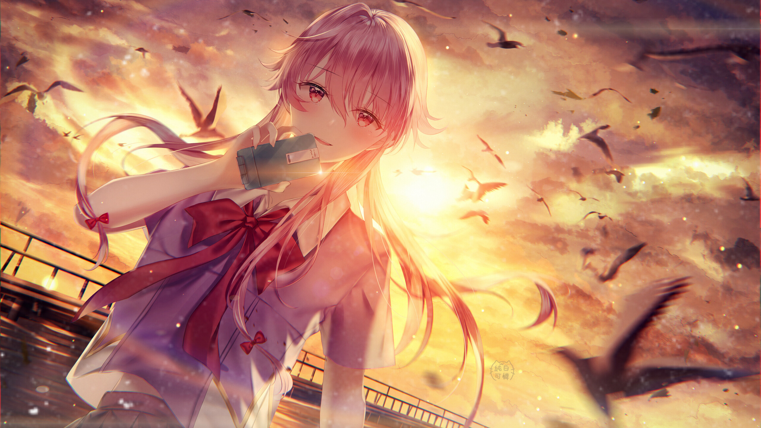 Gasai Yuno, desktop wallpaper, yandere, anime, 2560x1440 HD Desktop