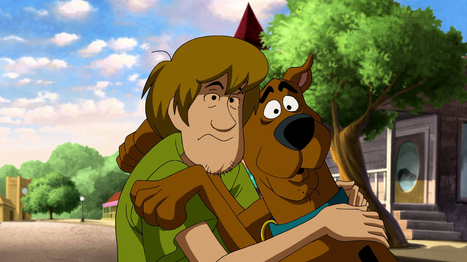Shaggy Rogers, Scooby-Doo, Suburban town street, Full HD Desktop wallpaper