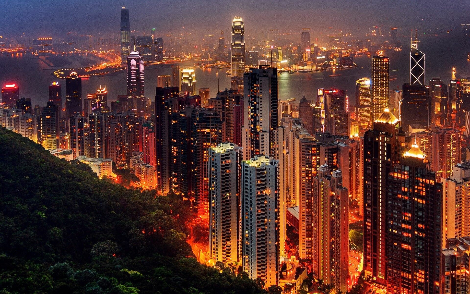 Hong Kong city buzz, Skyscraper panorama, Vibrant street life, Cultural melting pot, 1920x1200 HD Desktop