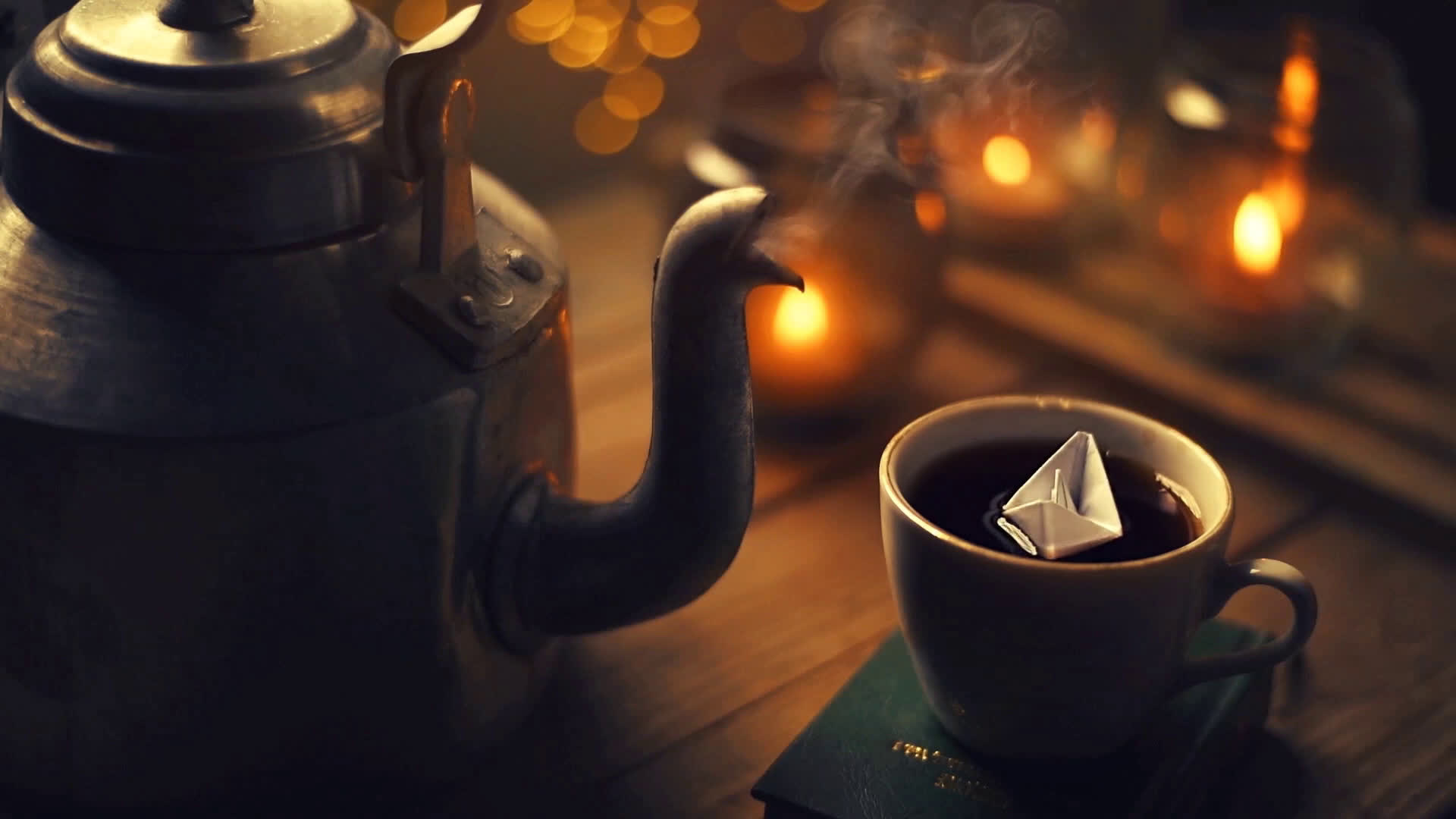 Paper boat floating, Tranquil tea cup, Captivating wallpaper, Serene ambiance, 1920x1080 Full HD Desktop