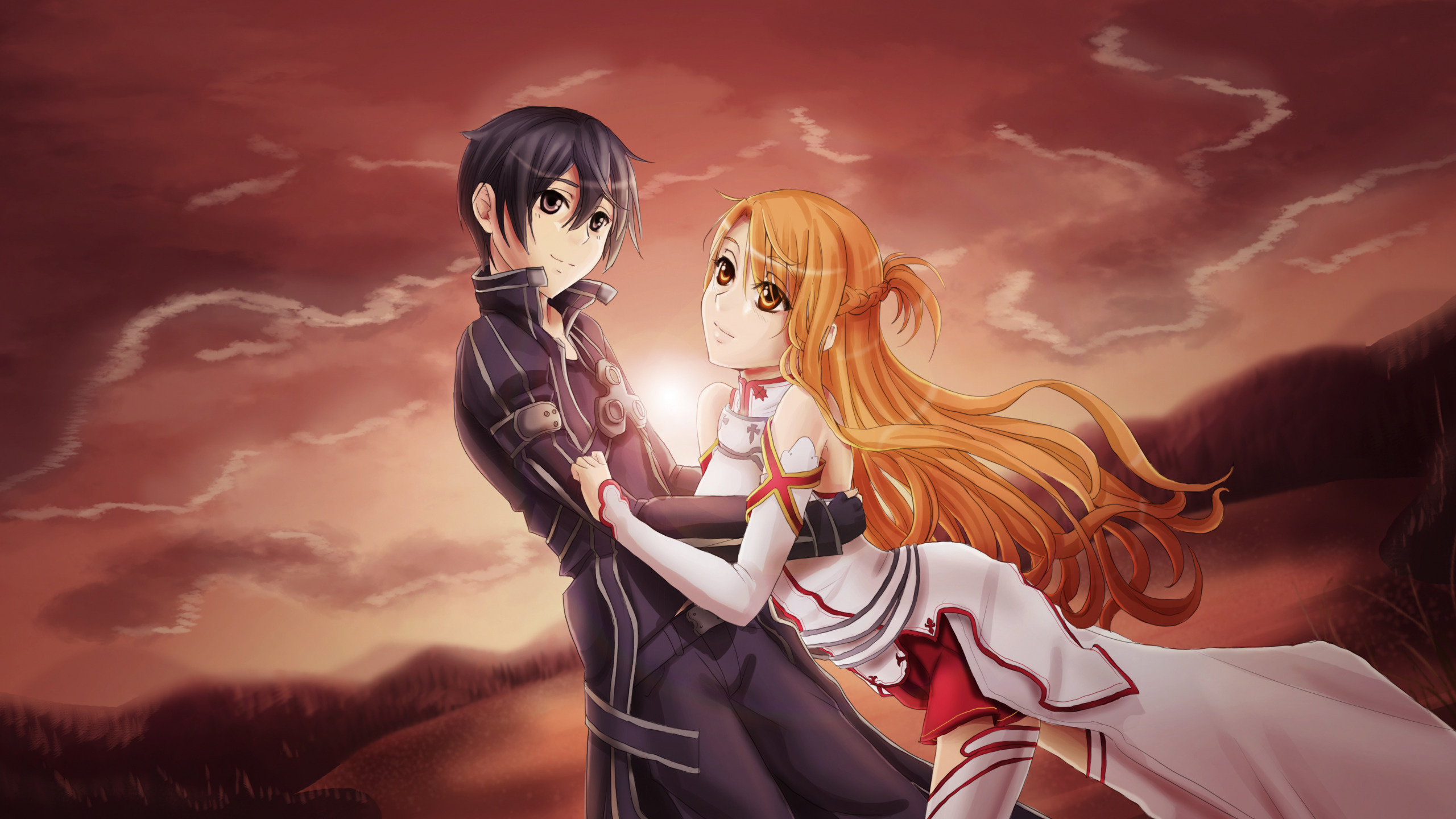 Kirito, Sword Art Online, Anime couple, Shonen section wallpaper, 2560x1440 HD Desktop