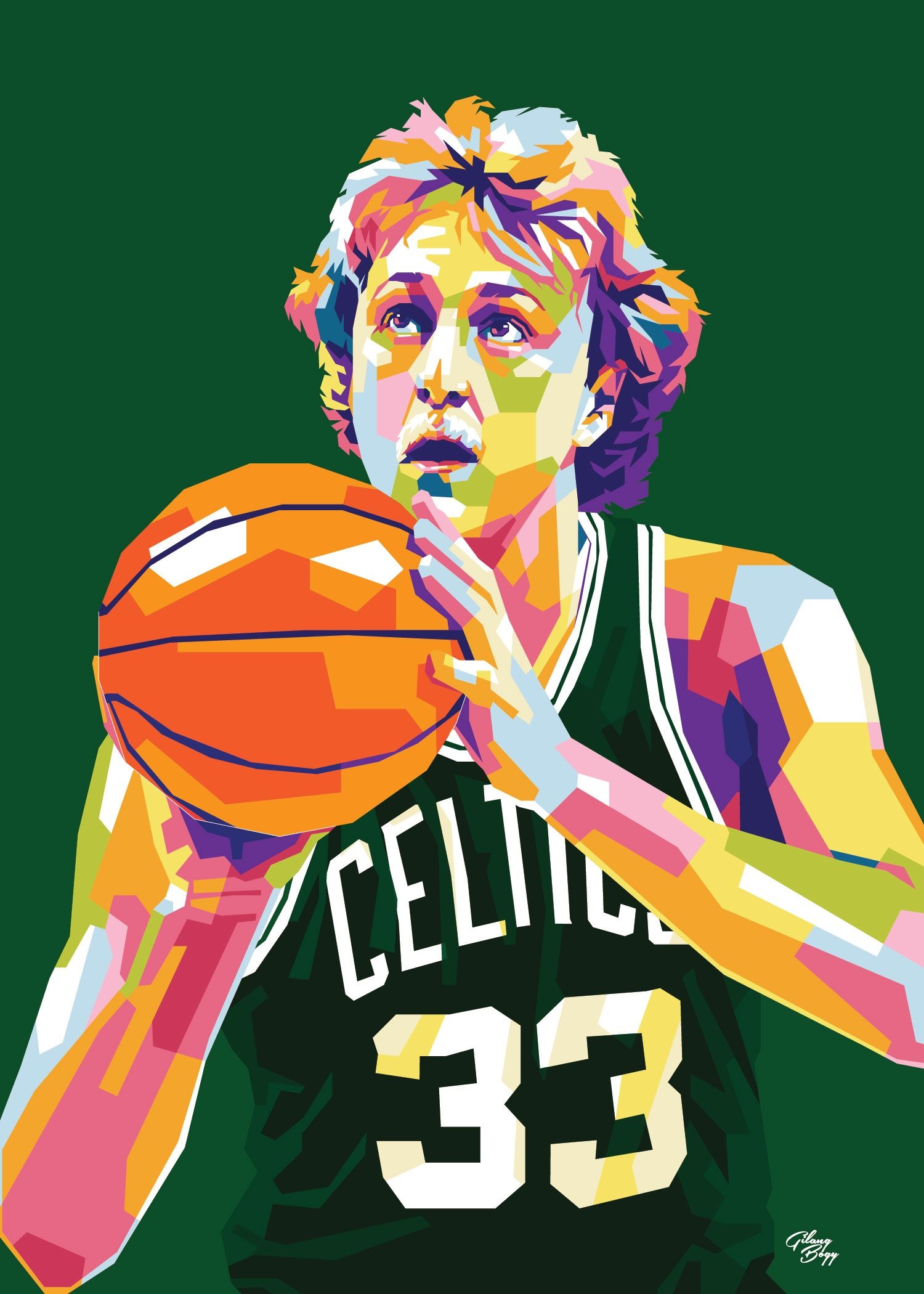 Larry Bird, WPAP pop art, Canvas print, Basketball artistic rendition, 1500x2100 HD Phone
