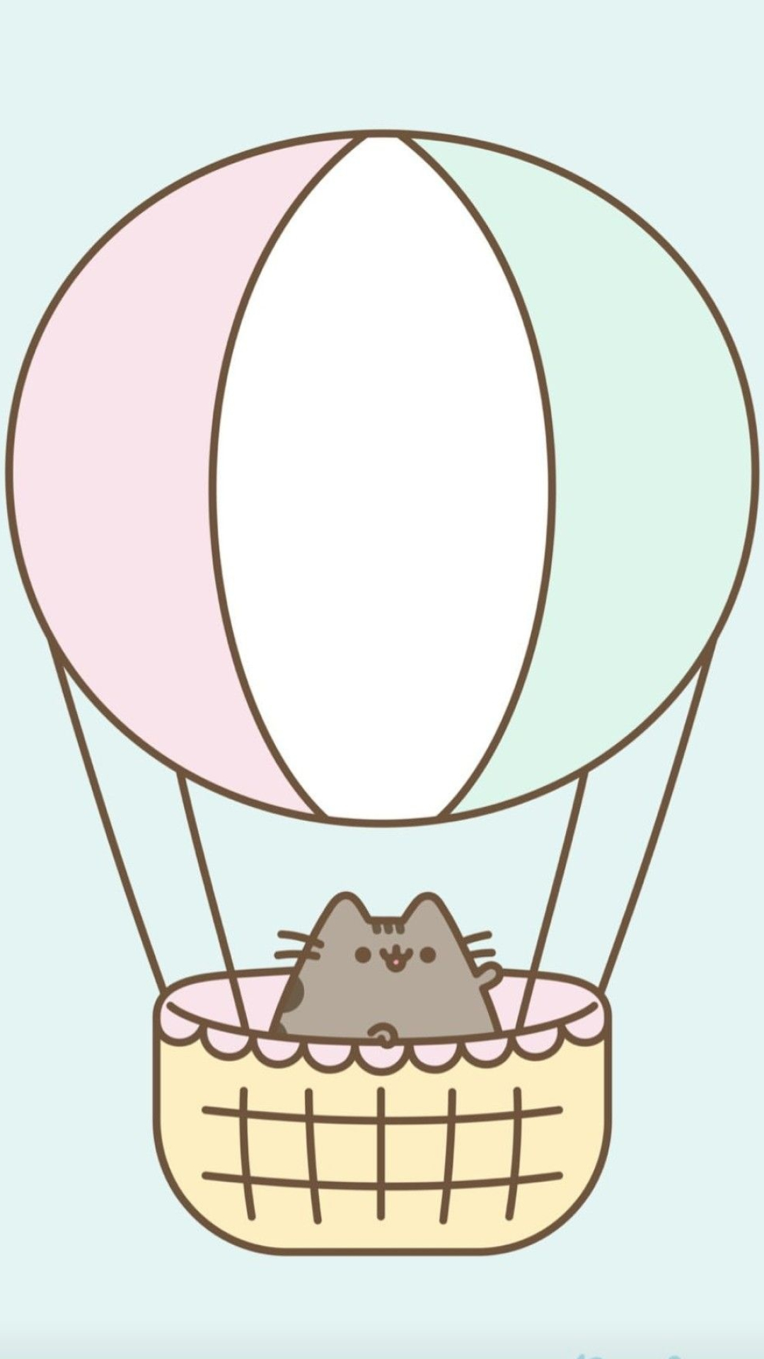 Pusheen the Cat, Pastel hot air balloon, Woven balloon basket, Full HD Phone wallpaper