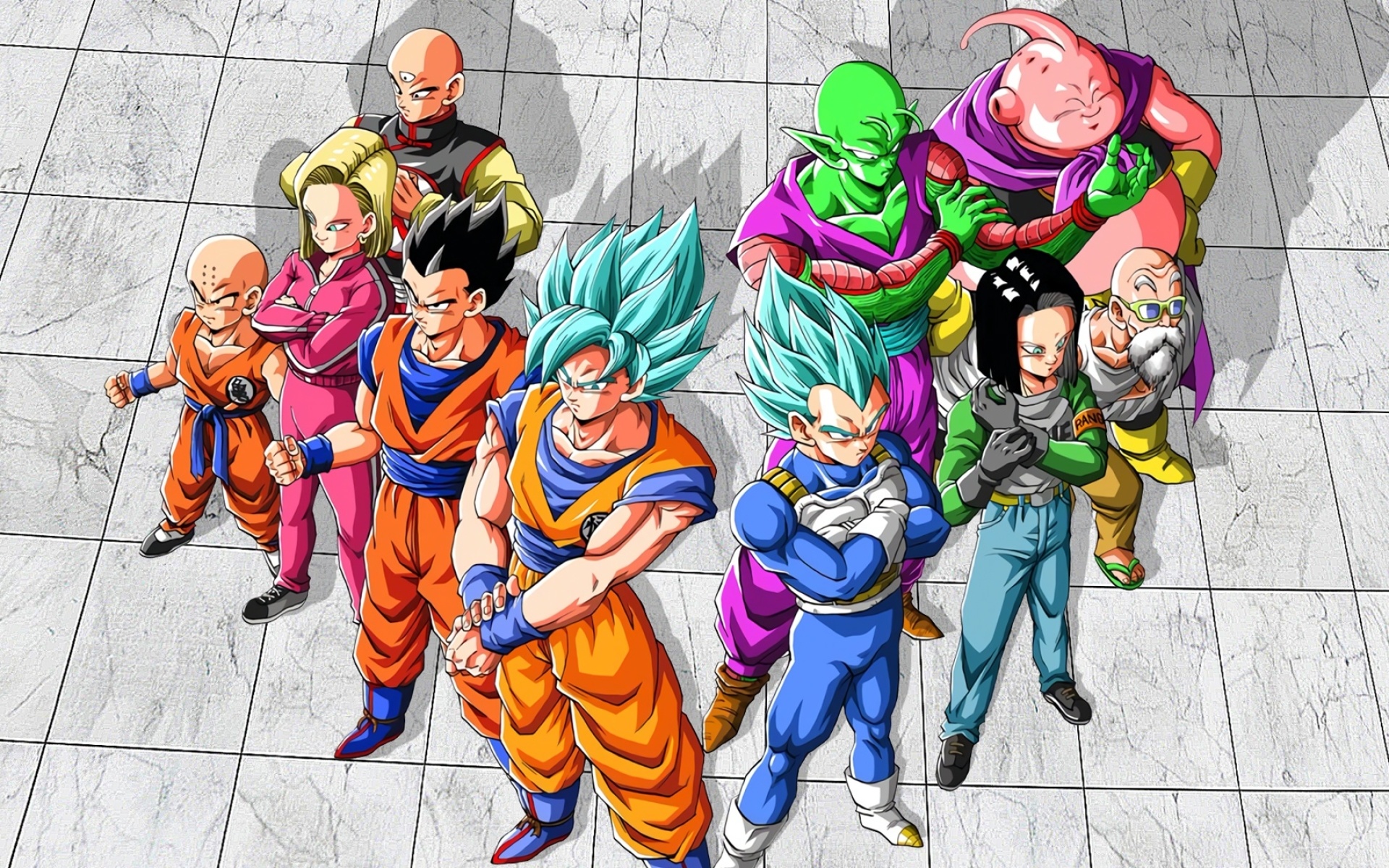 Dragon Ball characters wallpaper, Android 17 and 18, Goku and Gohan, Epic team-up, 1920x1200 HD Desktop