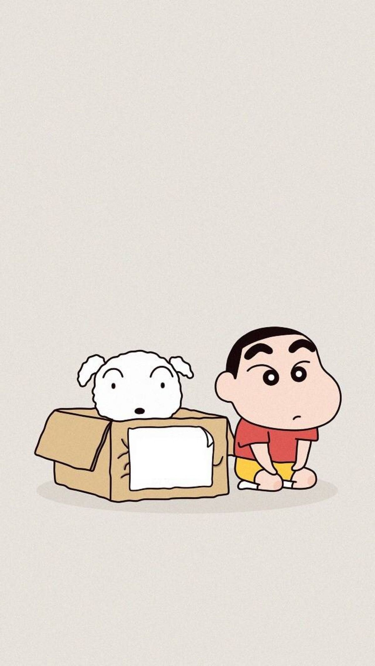 Shinnosuke Nohara, Shiro, cardboard box, HD Phone wallpaper