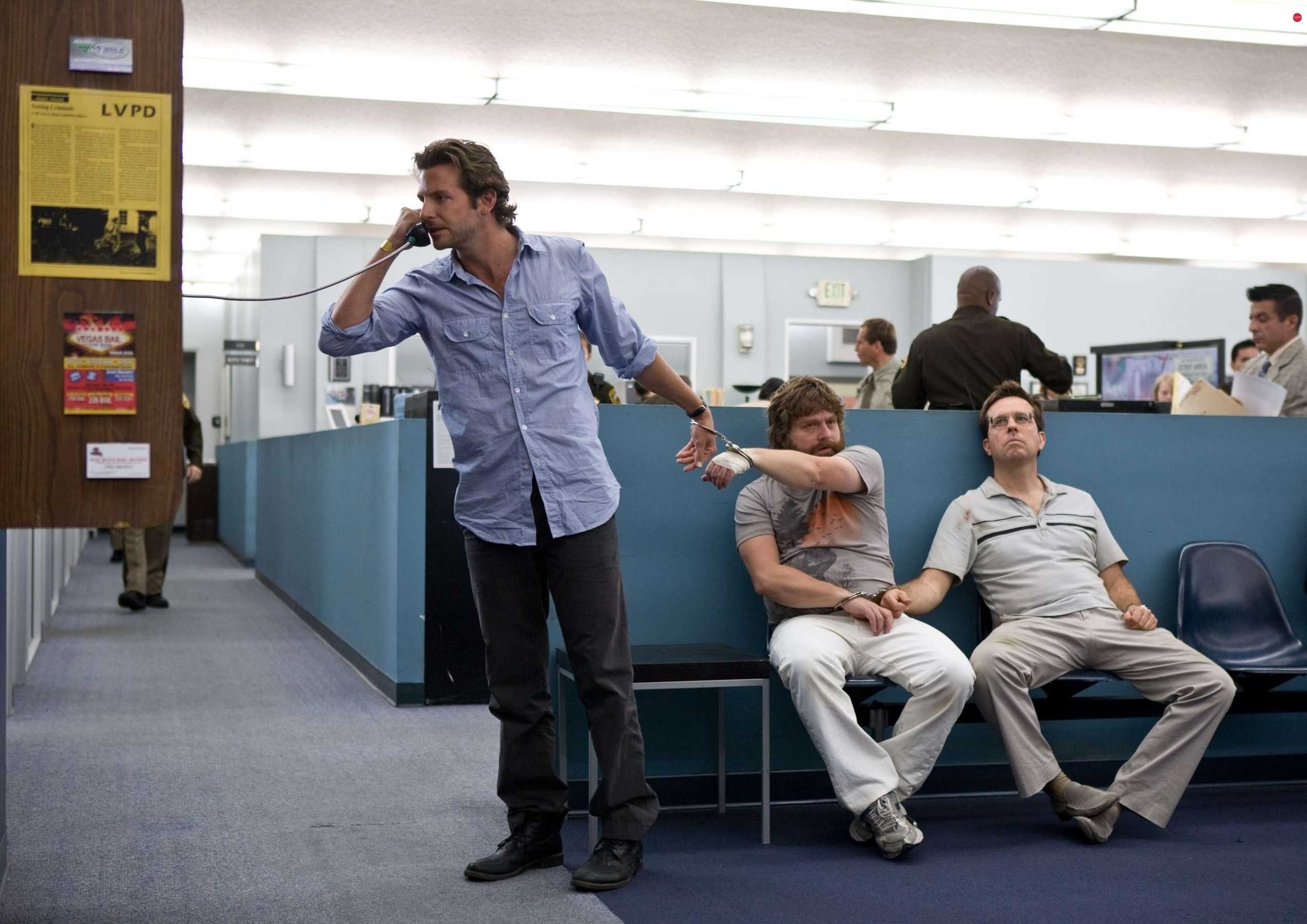 The Hangover, Alan, Phil, and Stu, Hilarious police station scene, Full HD wallpaper, 2550x1800 HD Desktop