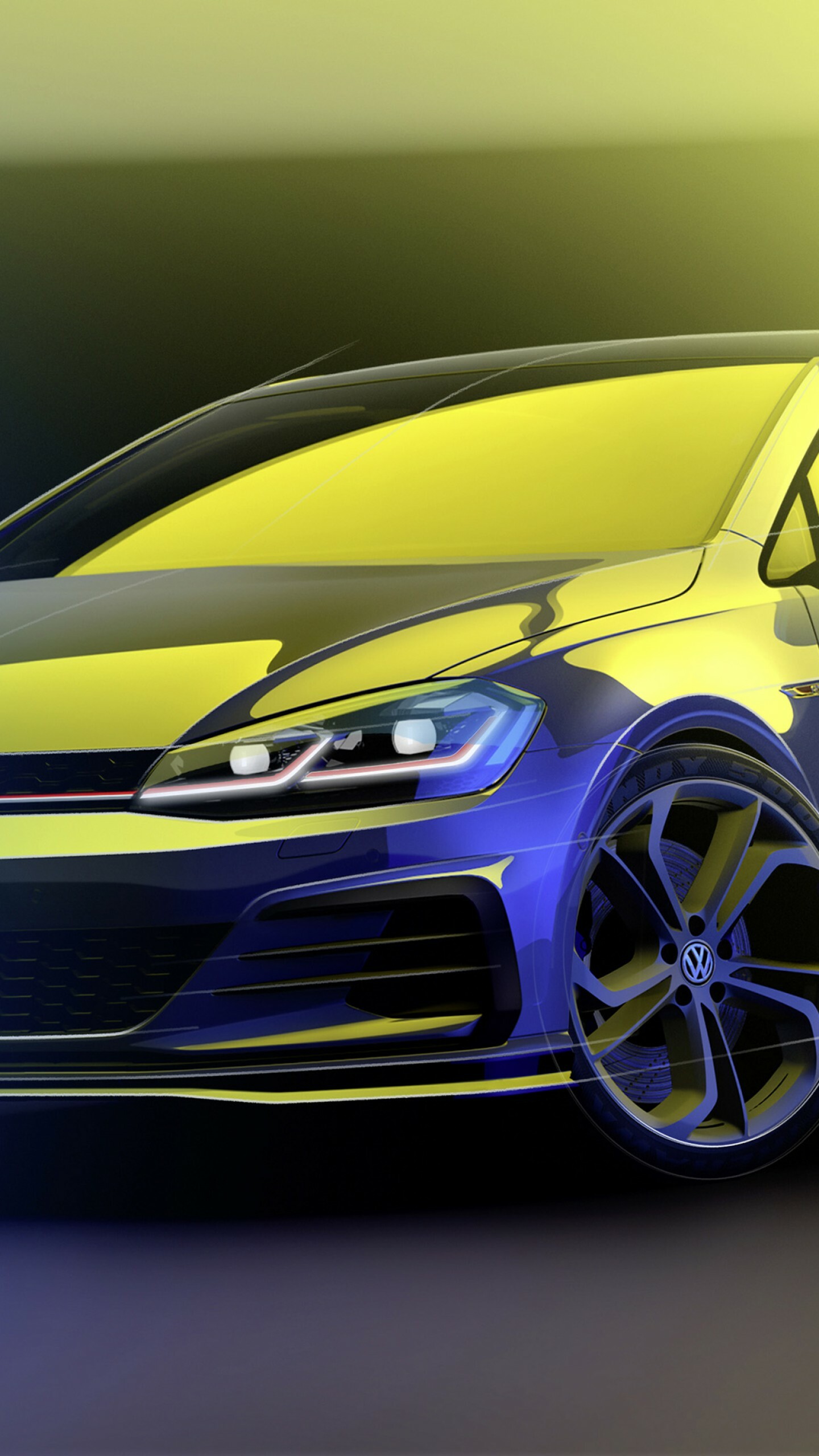 Volkswagen Golf GTI TCR, Concept car, Sports vehicle, Futuristic design, 1440x2560 HD Phone