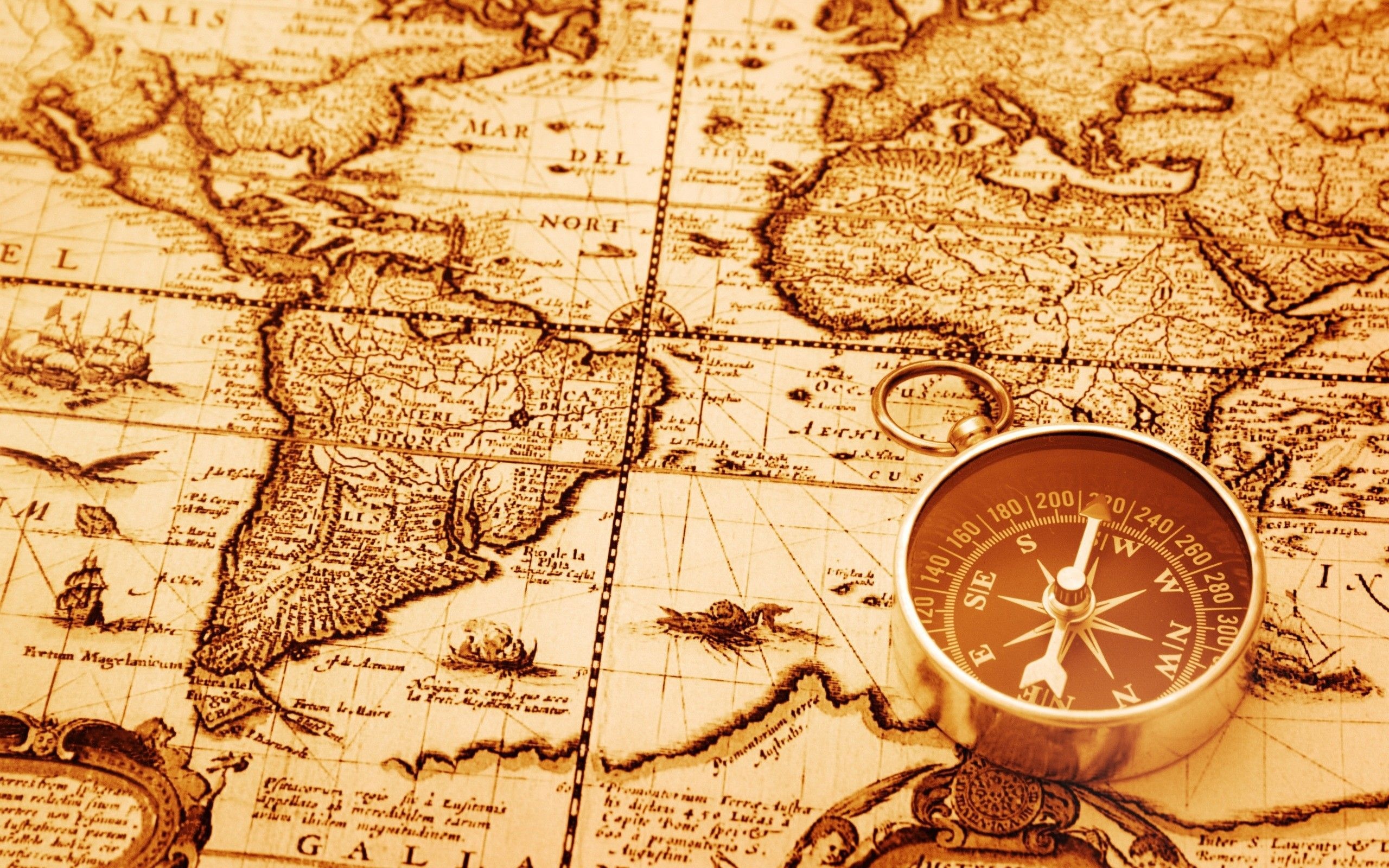 Compass and map wallpapers, Fascinating designs, Navigational tools, Adventurous spirit, 2560x1600 HD Desktop