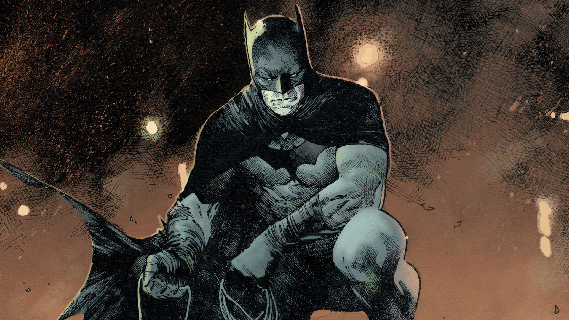 Dynamic Batman art, Superhero pose, Comic book style, Iconic logo, Bold and bright, 1920x1080 Full HD Desktop