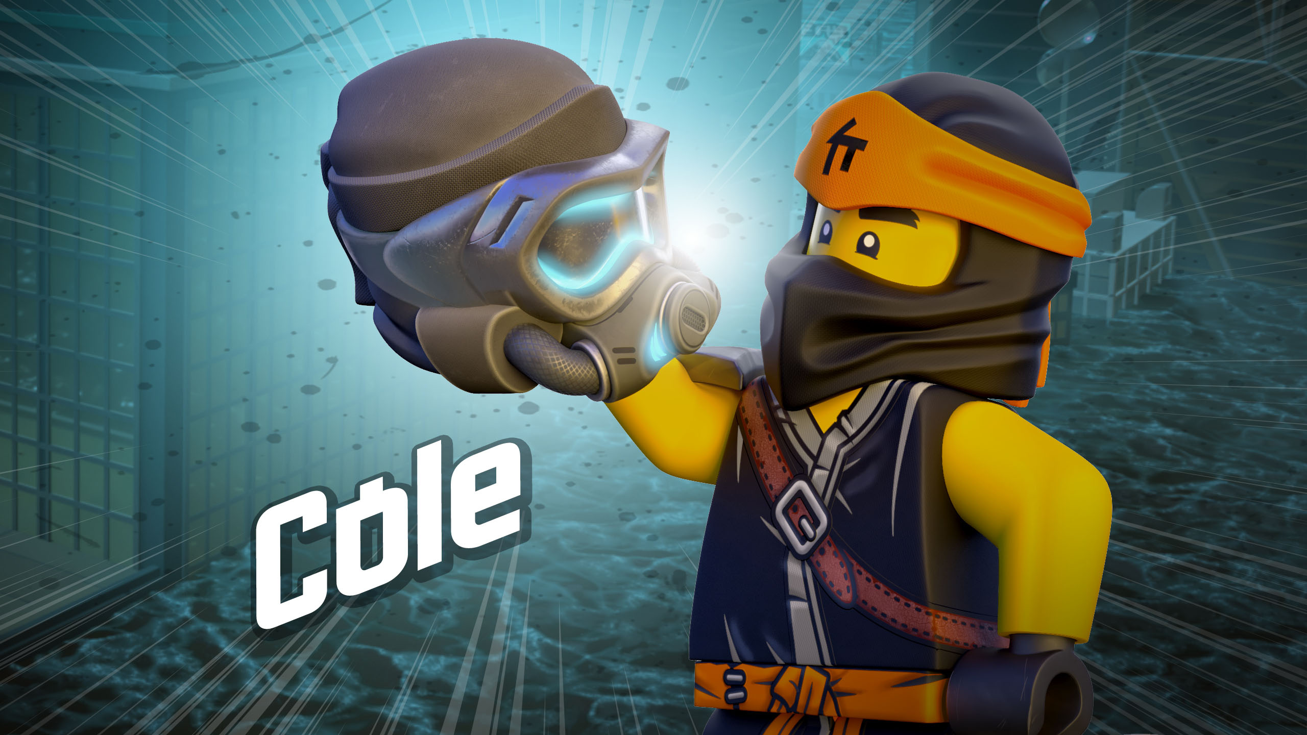 Cole the earth ninja, Glowing scuba helmet, Ninjago underwater ruins, HD Desktop wallpaper