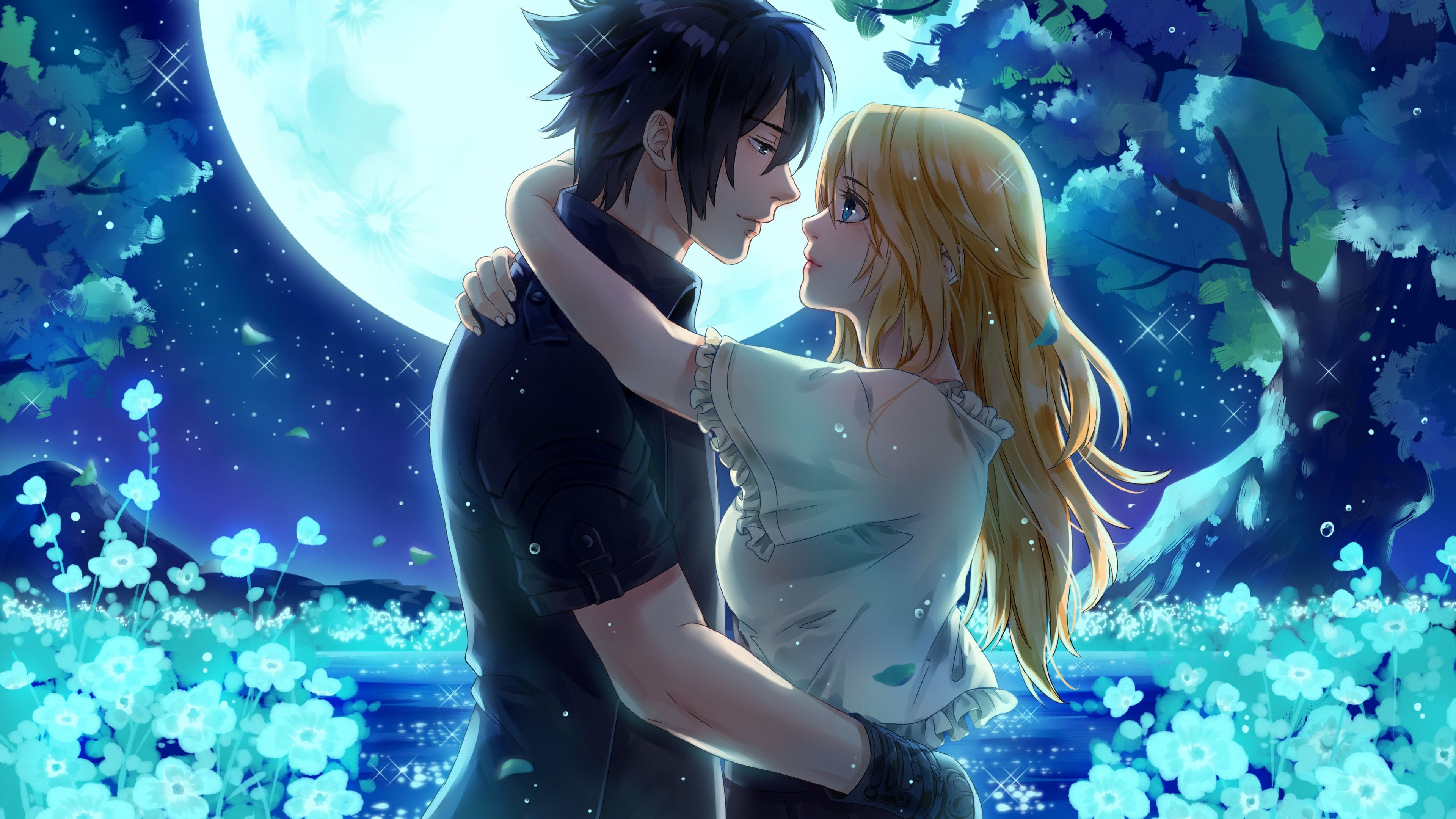 Noctis Lucis Caelum, Lunafreya Nox Fleuret, glowing Sylleblossoms, 4K Desktop wallpaper
