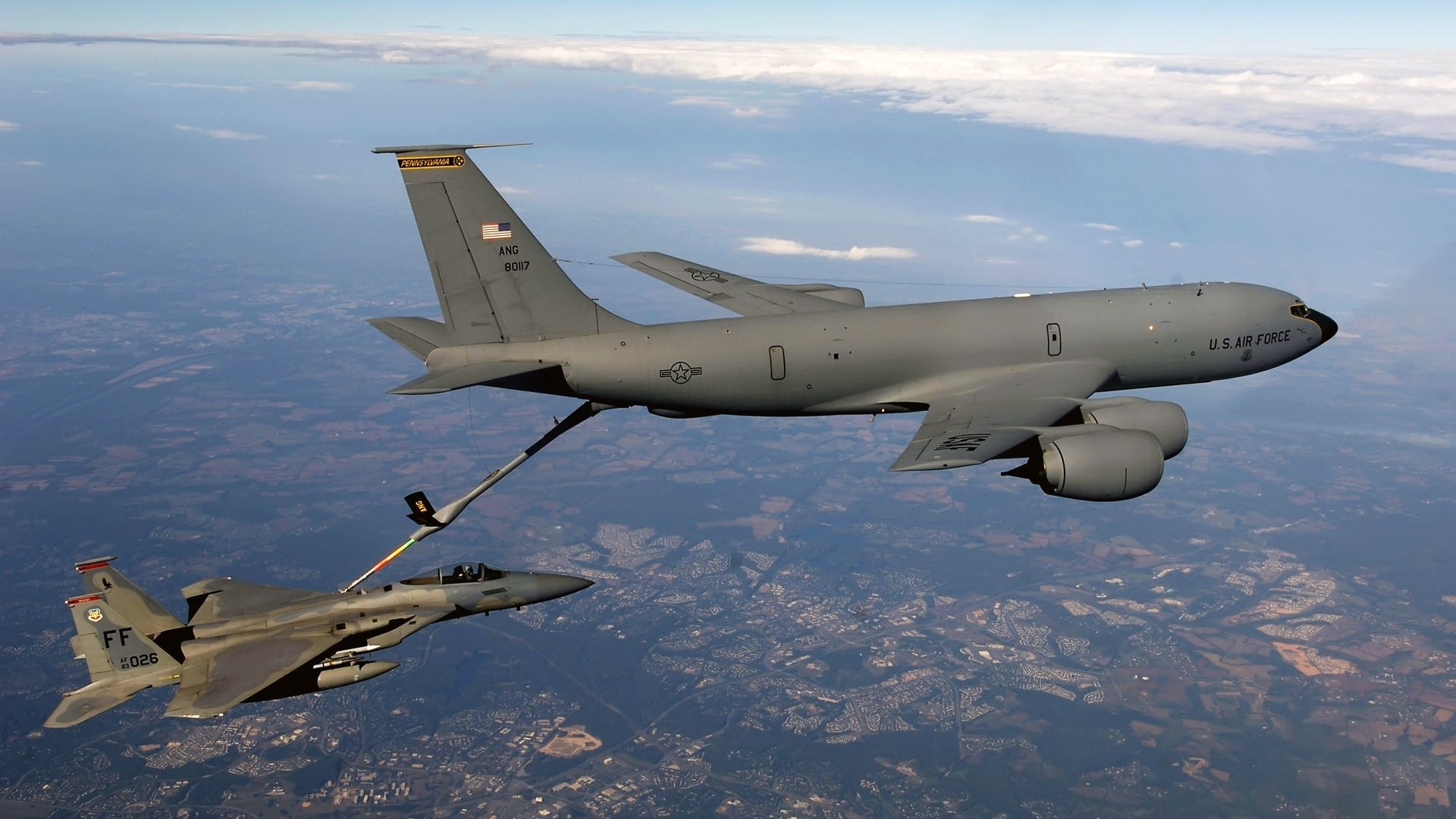 KC-135 Stratotanker, Boeing aircraft, F15 Eagle, Military jets, 1920x1080 Full HD Desktop