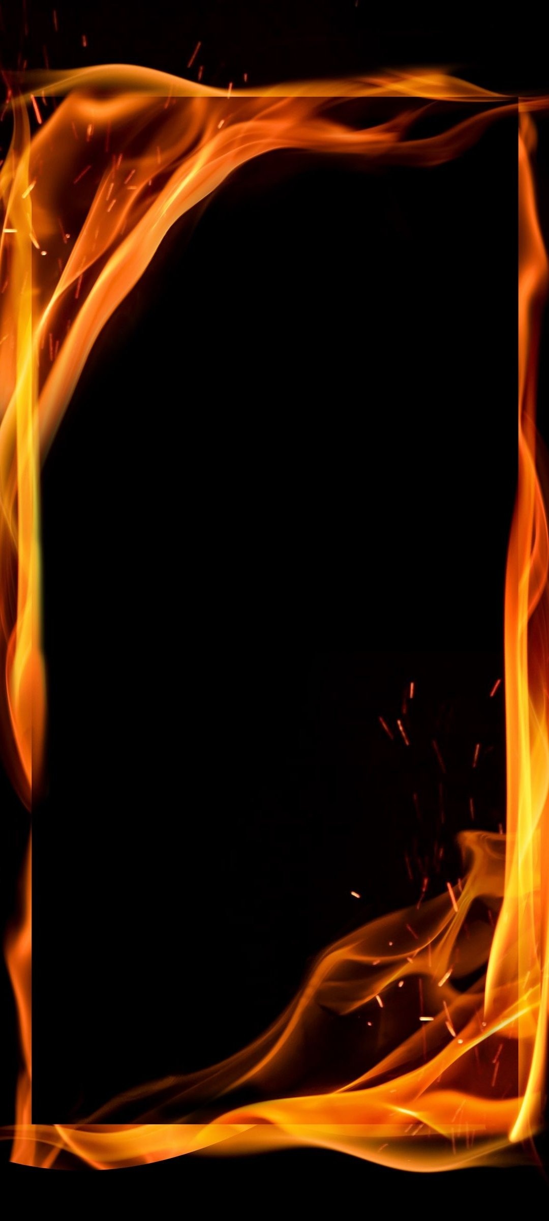 Border amoled fire wallpaper, Mesmerizing visuals, Dynamic flames, Vibrant colors, Fiery backdrop, 1080x2400 HD Phone