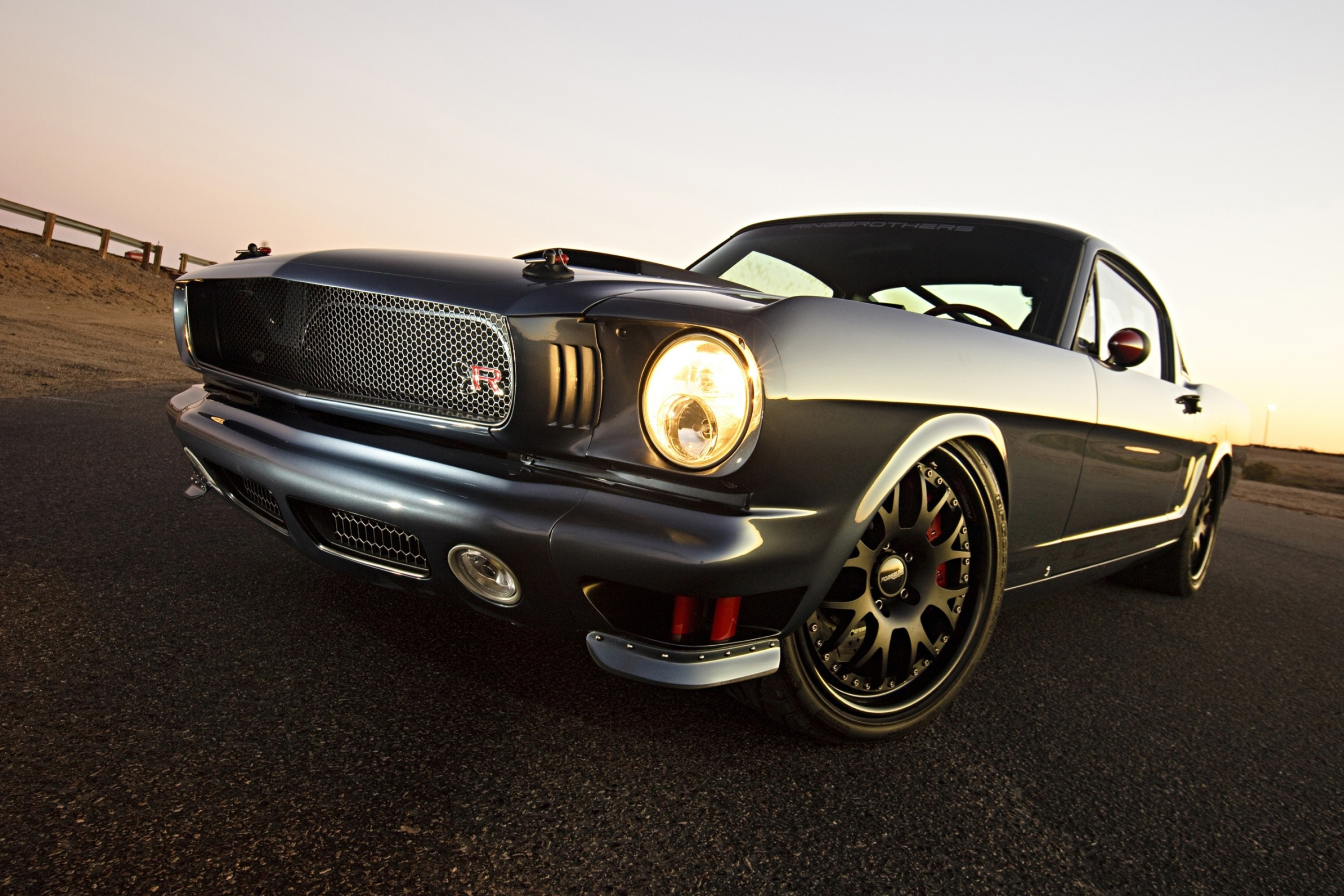 Ringbrothers 1965 Ford Mustang, custom honeycomb front grille, illuminated round headlight, HD Desktop wallpaper