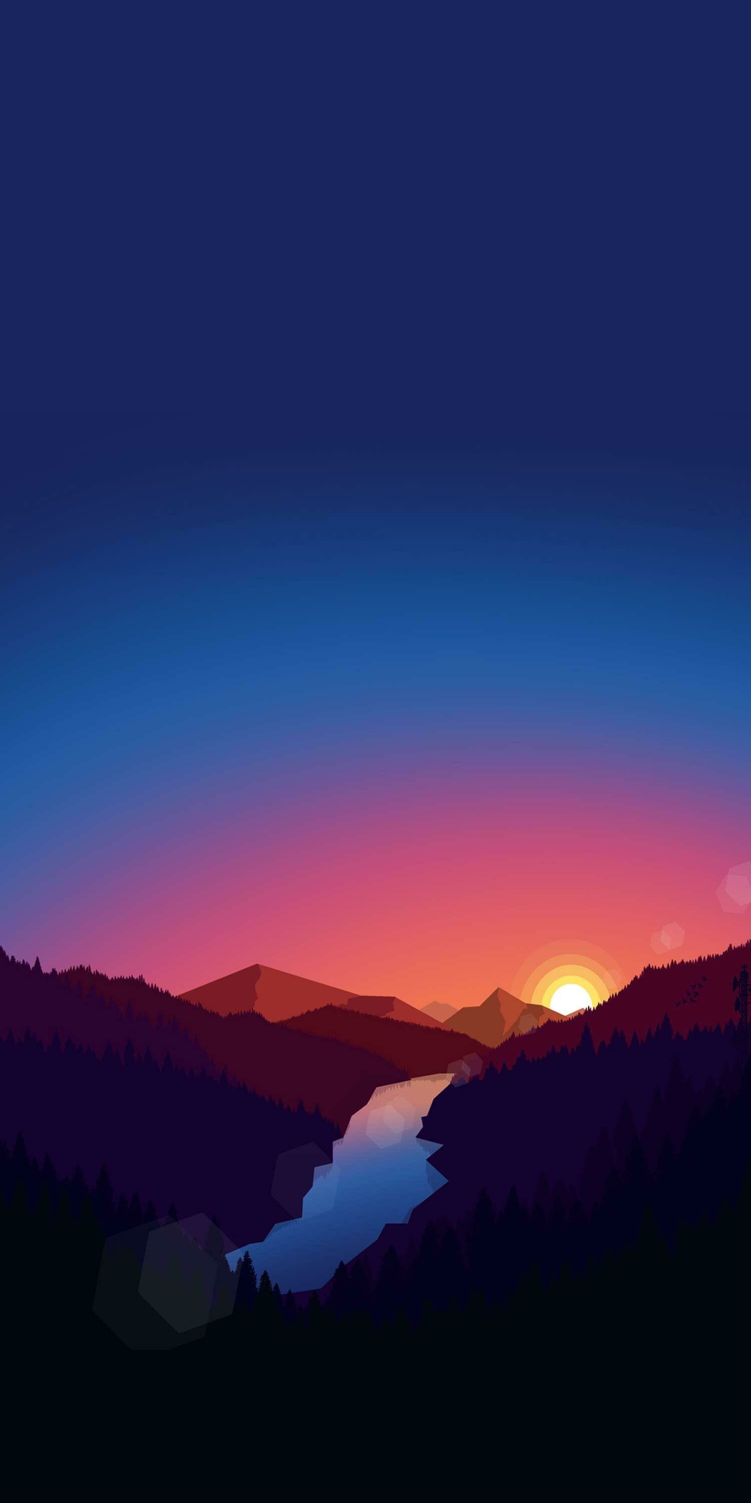 Minimal landscape sunrise, Subtle beauty, Serenity in simplicity, Tranquil dawn, 1500x3000 HD Phone