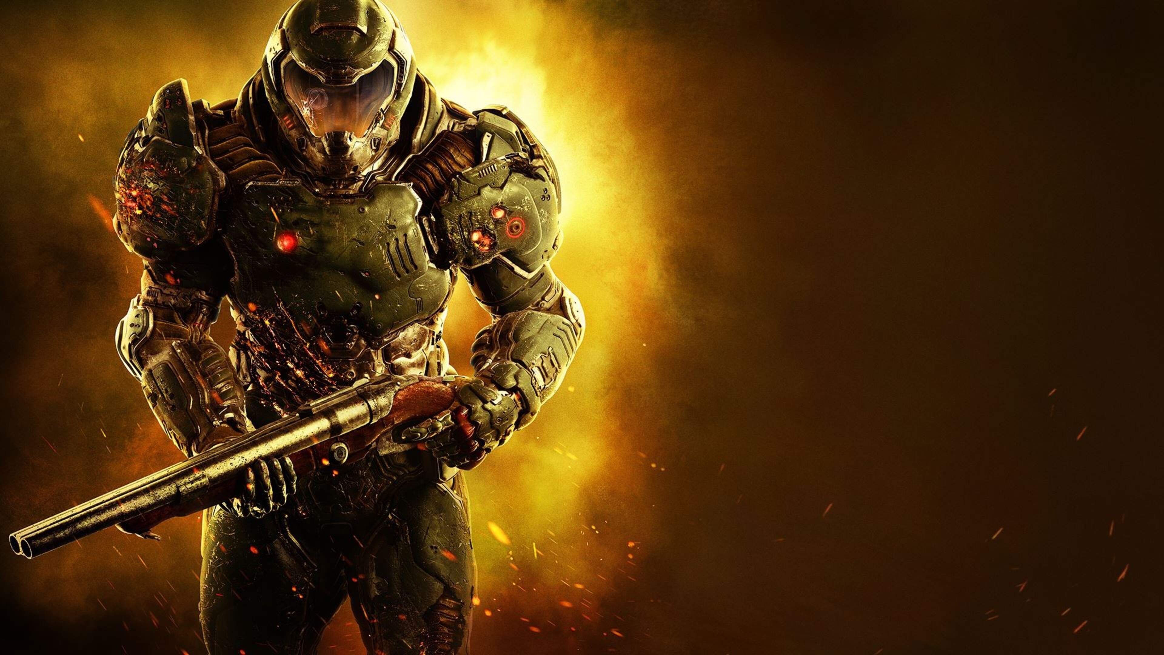 Doom Slayer, Praetor Suit, Super Shotgun, 4K Desktop wallpaper