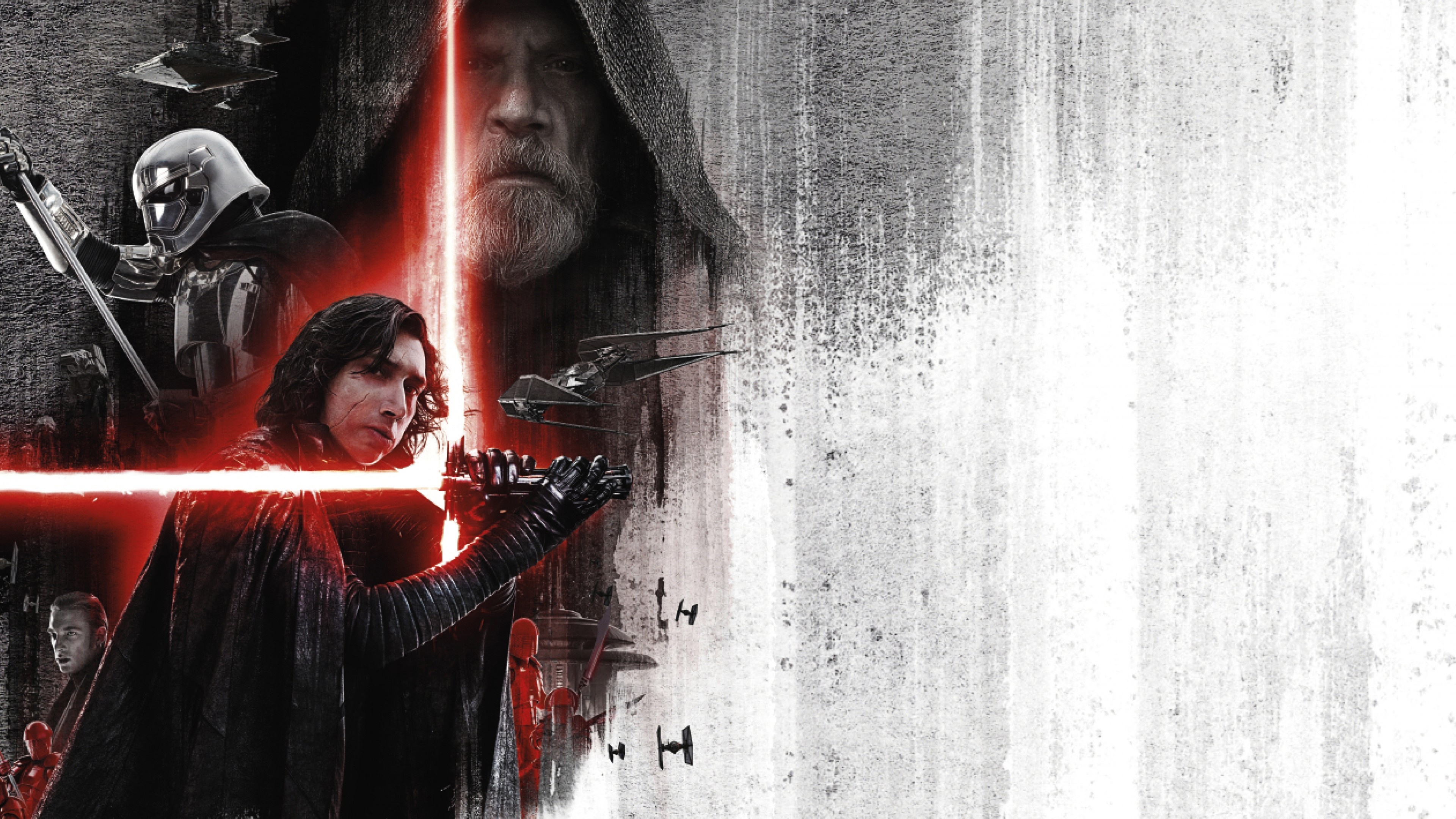 The Last Jedi, Adam Driver, Mark Hamill, 8k movie poster, 3840x2160 4K Desktop