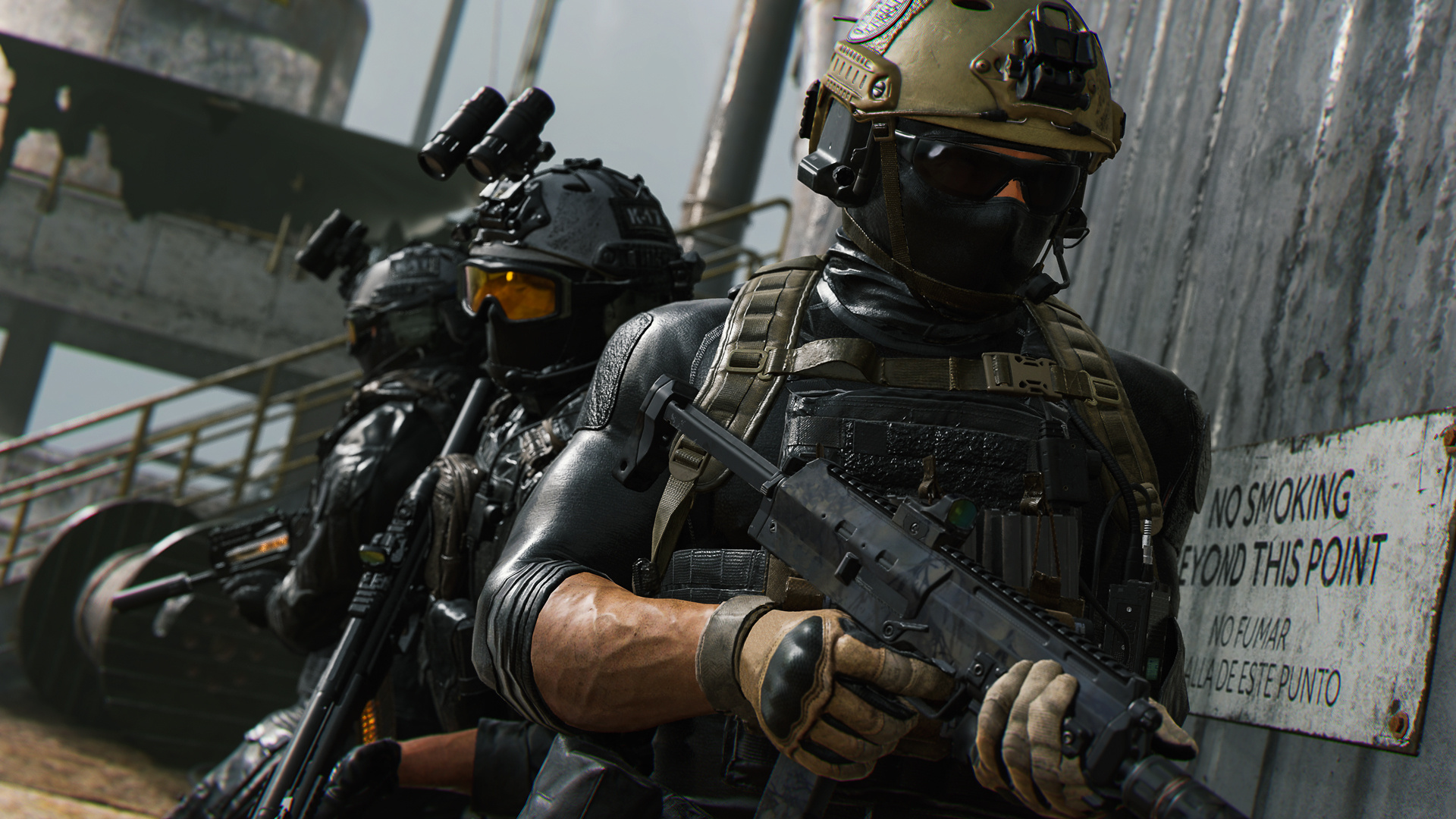 Call of Duty: Modern Warfare II, Tactical gear military operators, Offshore oil rig, Full HD Desktop wallpaper