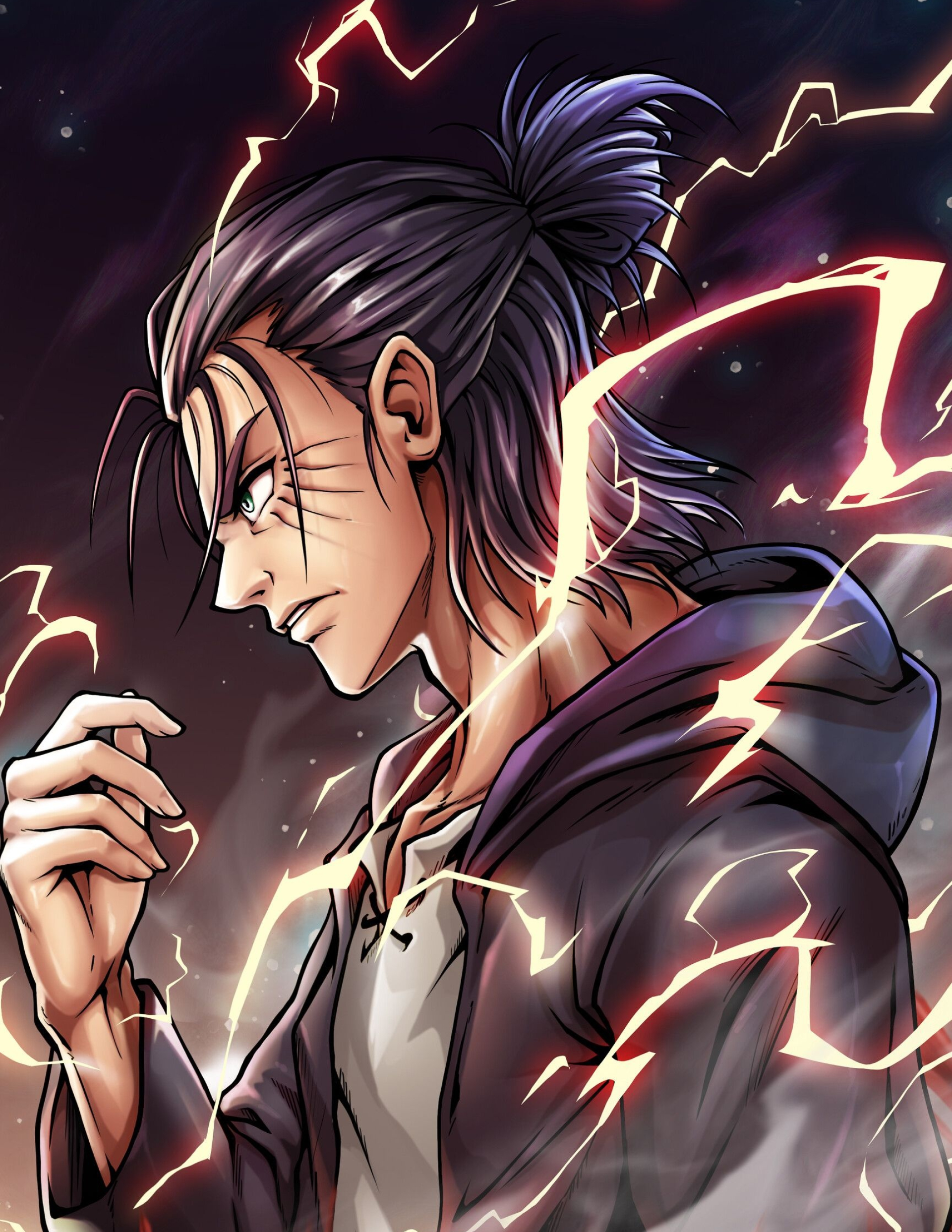 Eren Yeager, Attack on Titan, Titan transformation lightning, HD Phone wallpaper
