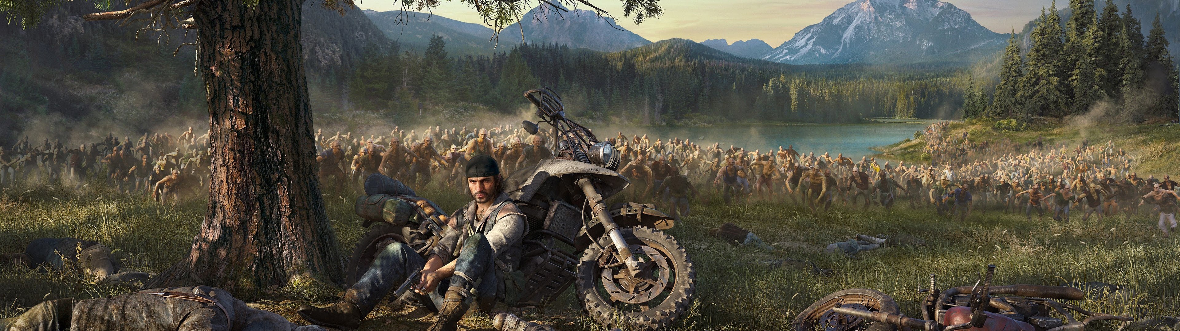 Deacon St. John, Freaker horde, Drifter motorcycle, Dual Screen Desktop wallpaper