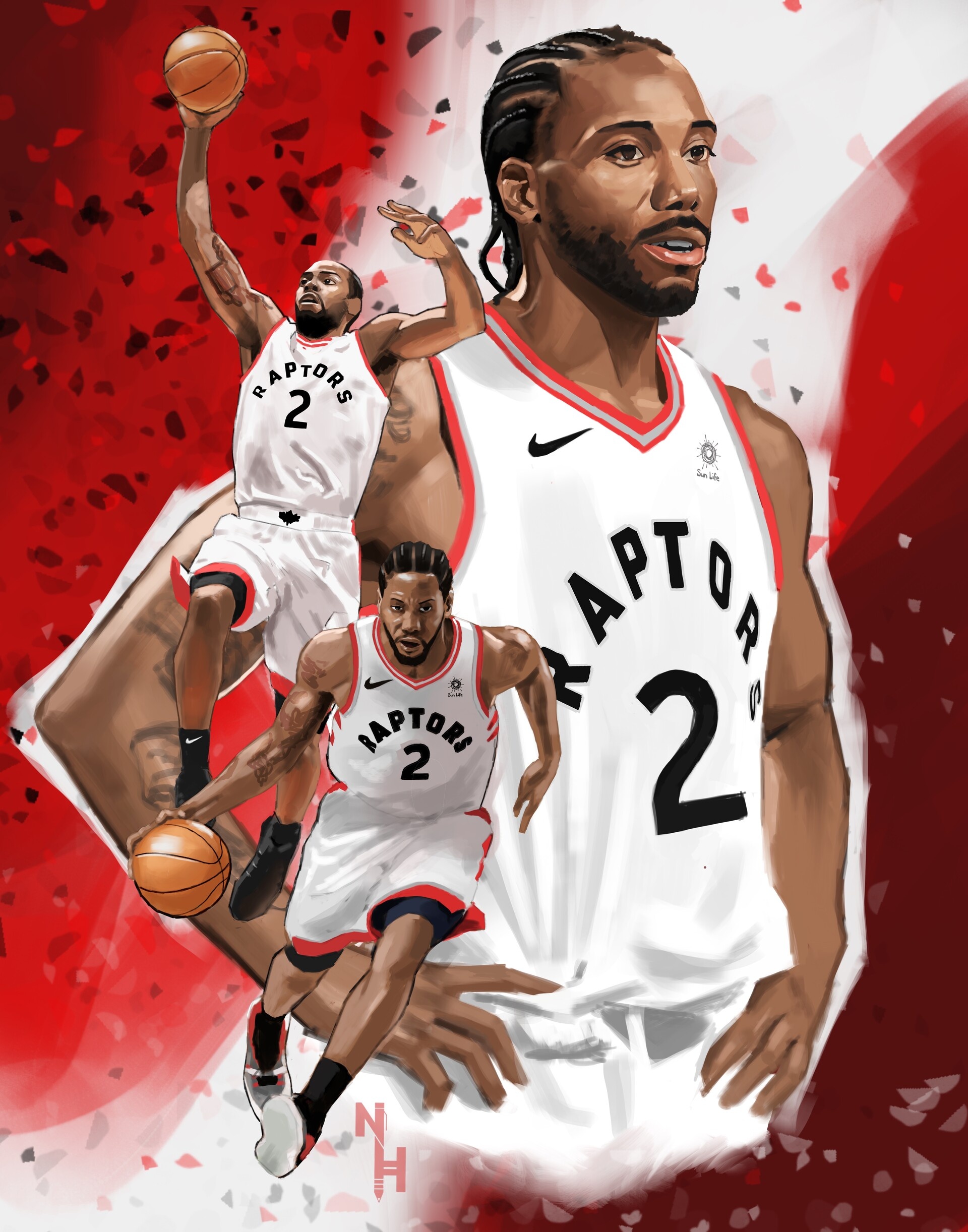 Kawhi Leonard art, Raptors tribute, Digital artwork, Fan design, 1920x2450 HD Phone