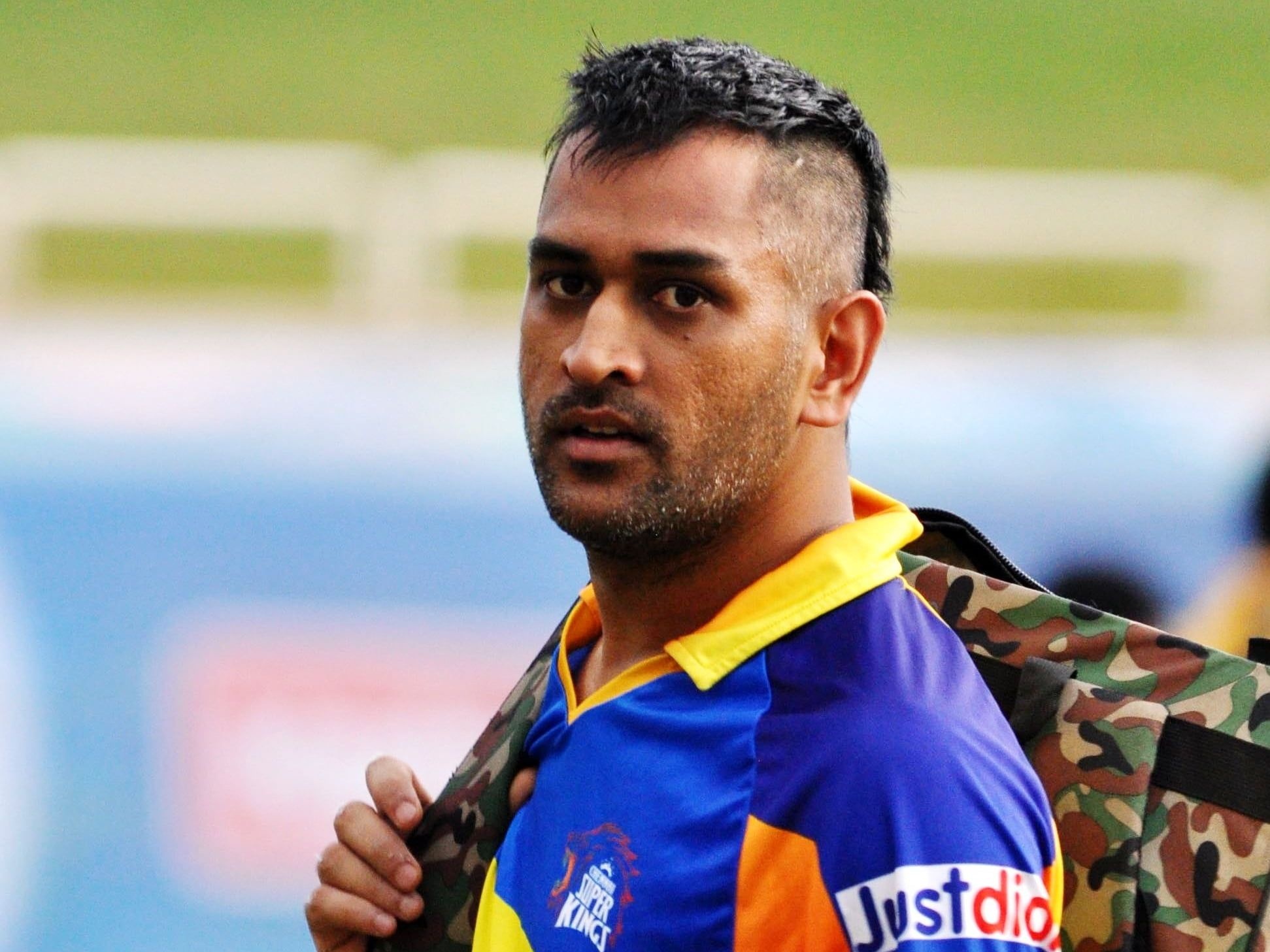 Mahendra Singh Dhoni, Chennai Super Kings jersey, mohawk hairstyle, HD Desktop wallpaper