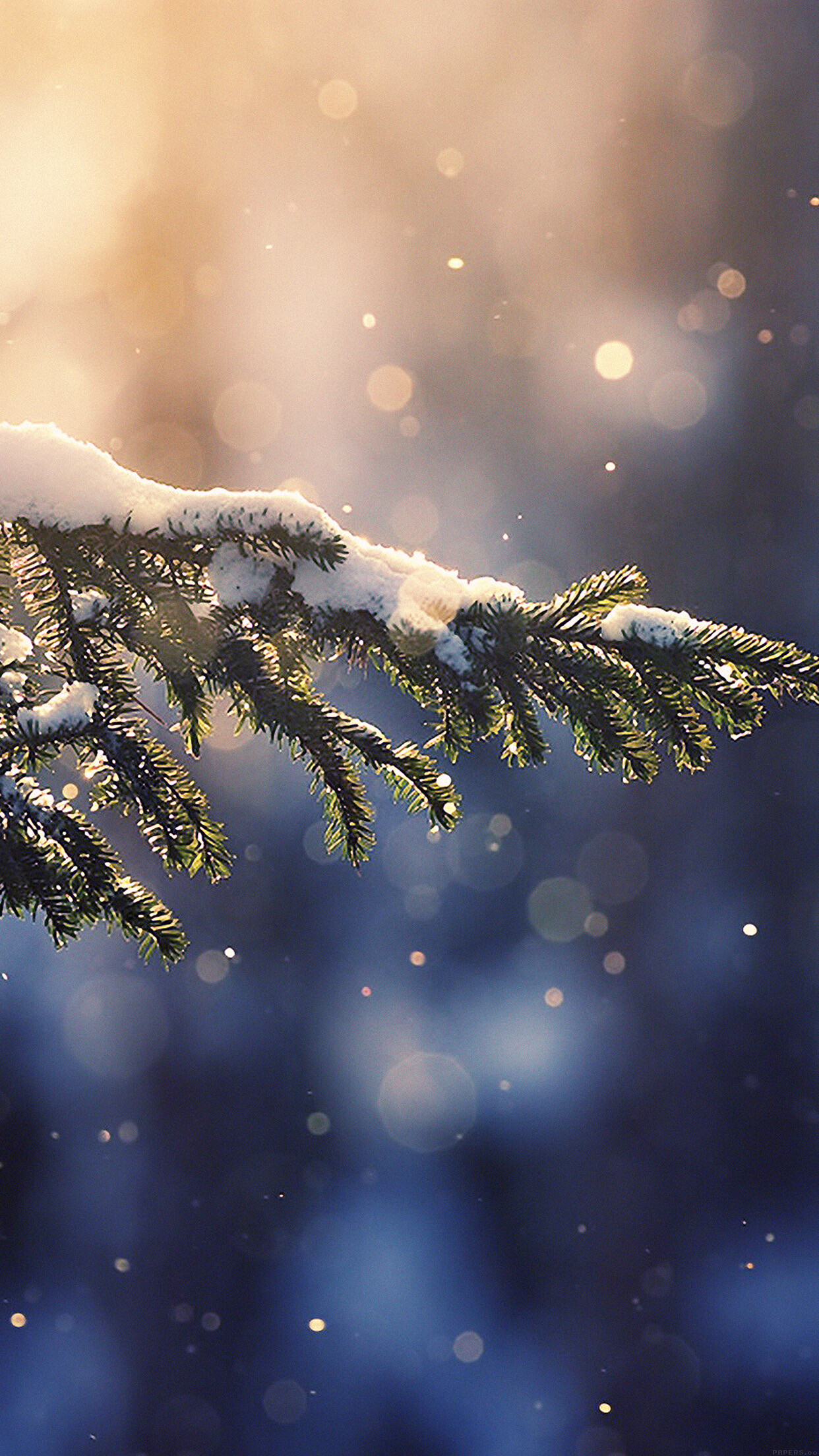 Snowing tree, Blue Christmas backdrop, Winter's magic, Nature's winter wonder, 1250x2210 HD Phone