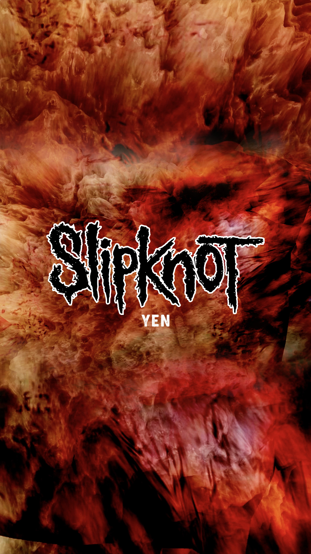 Slipknot Yen text, Slipknot band logo, red swirling smoke texture, Full HD Phone wallpaper