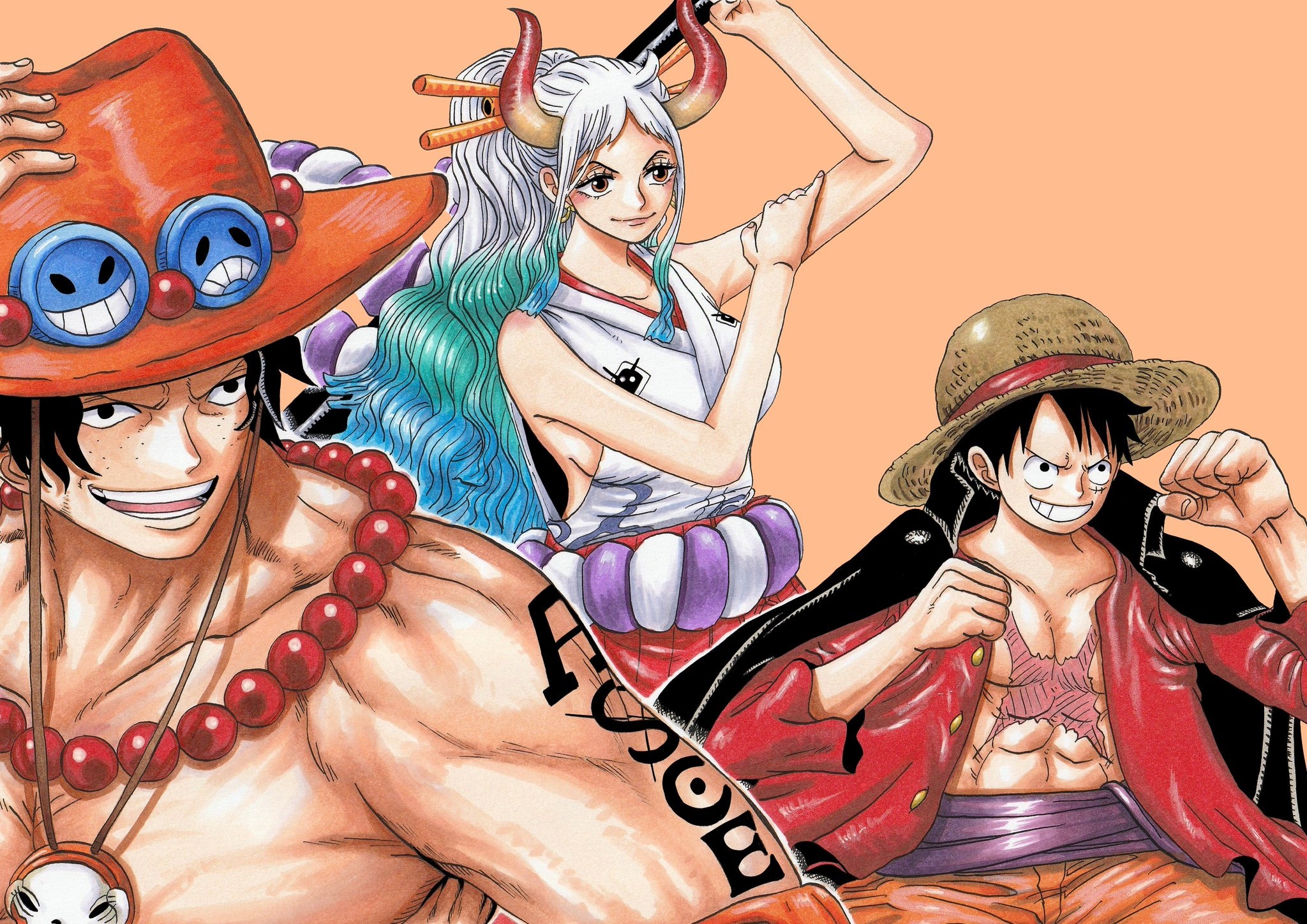 Portgas D. Ace, Monkey D. Luffy, Yamato, HD Desktop wallpaper