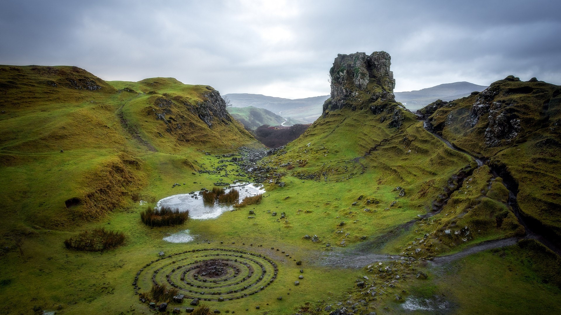 Fairy Glen landscape, Skye, Inner Hebrides, Scotland, 1920x1080 Full HD Desktop