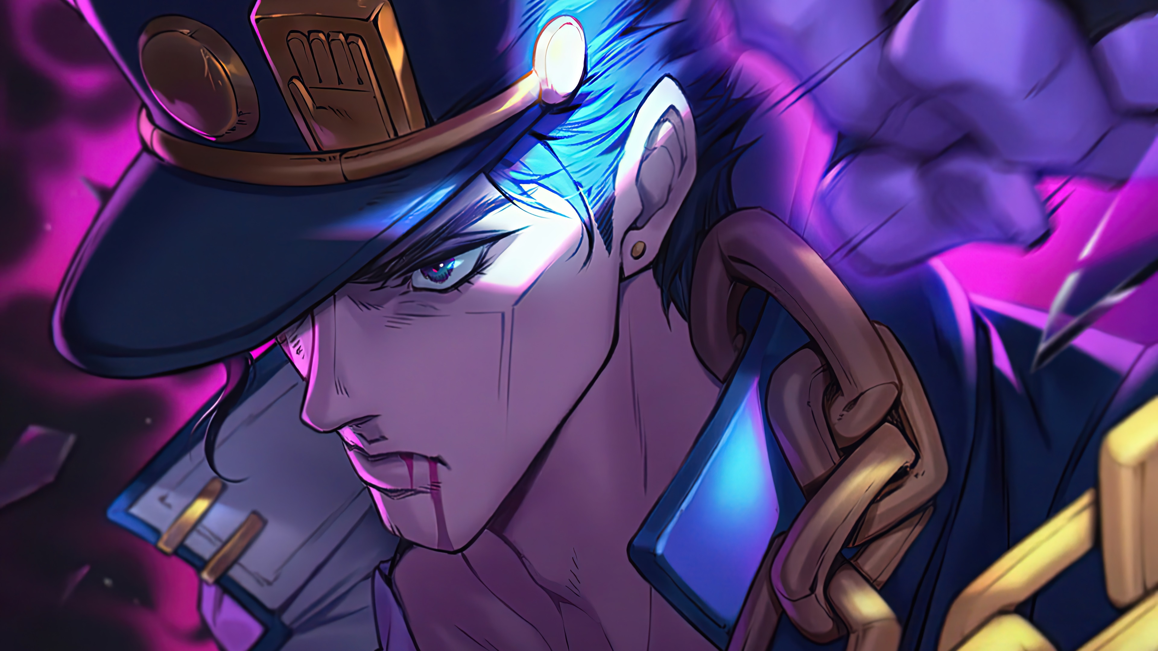 Jotaro Kujo, Anime wallpaper, Stand power, Jojo's Bizarre Adventure, 3840x2160 4K Desktop