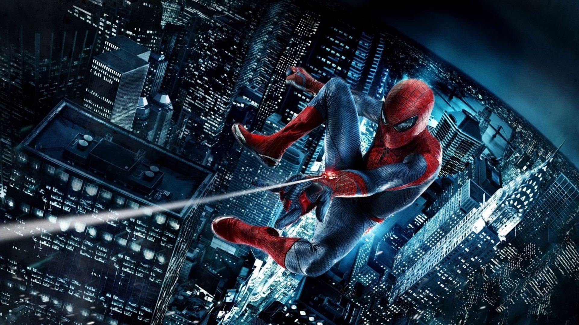The Amazing Spider-Man, Chrysler Building, nighttime Manhattan cityscape, Full HD Desktop wallpaper