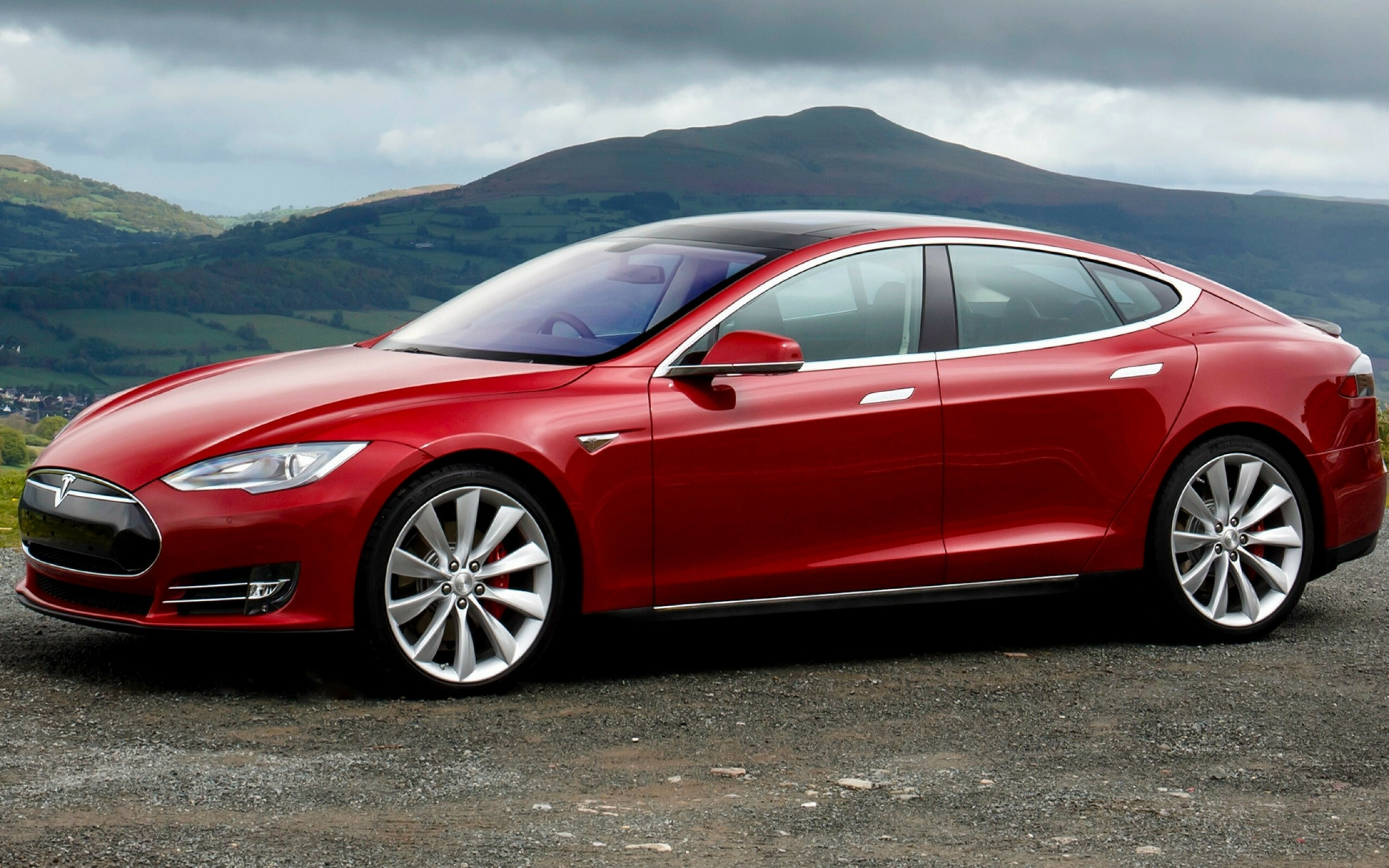 Tesla Model S, Red side view, Electric cars, MacBook Pro wallpaper, 2560x1600 HD Desktop
