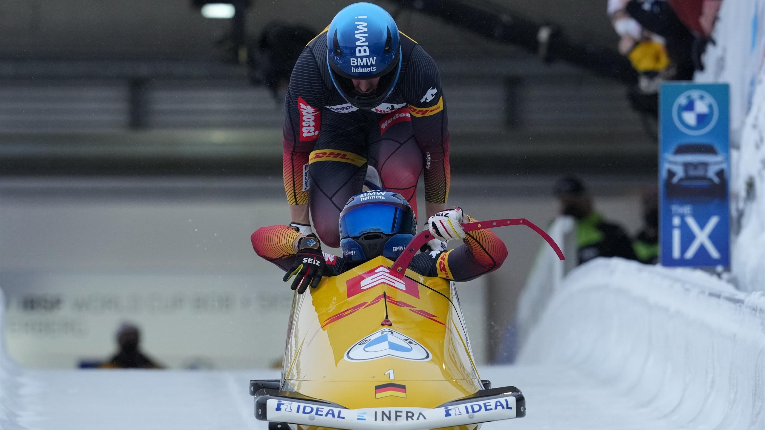 Francesco Friedrich, Silver at European championship, Final Beijing 2022, Prelude Eurosport, 2560x1440 HD Desktop