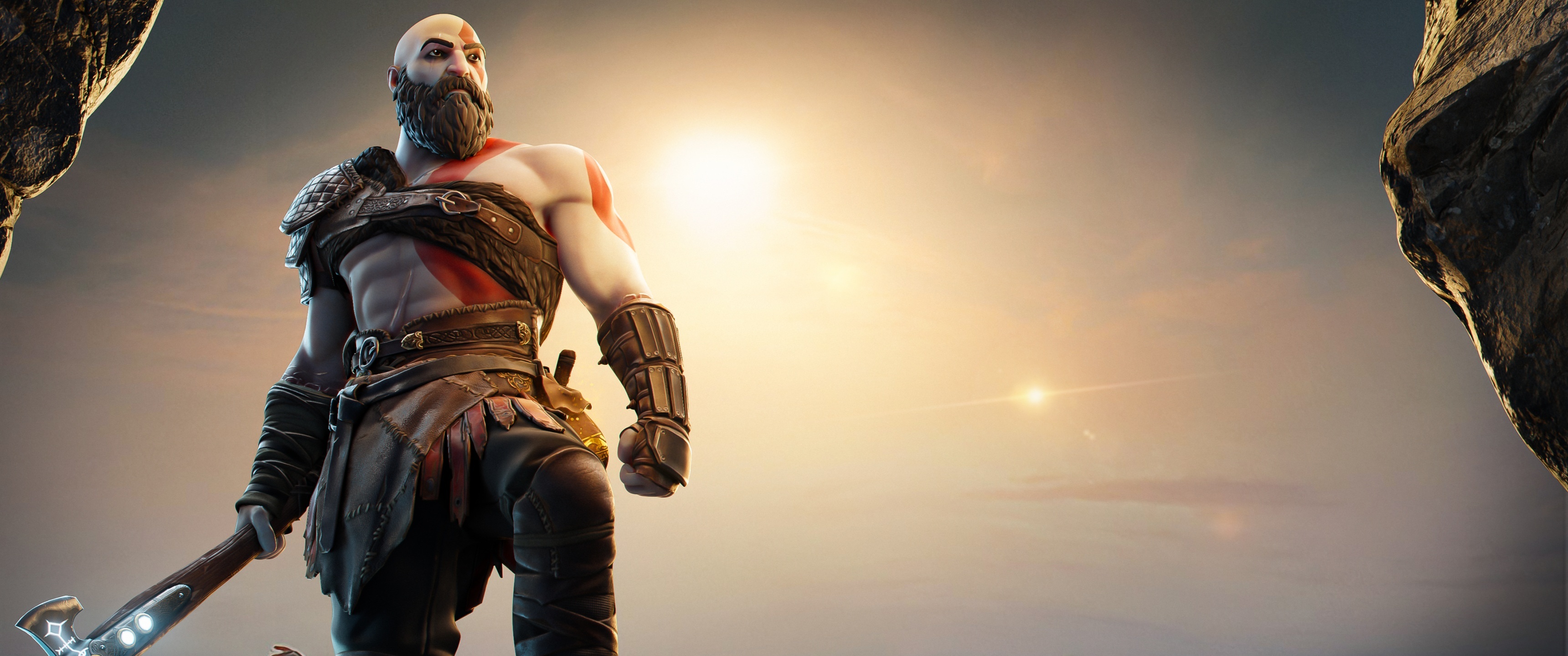 Fortnite, Kratos Wallpaper, 3440x1440 Dual Screen Desktop