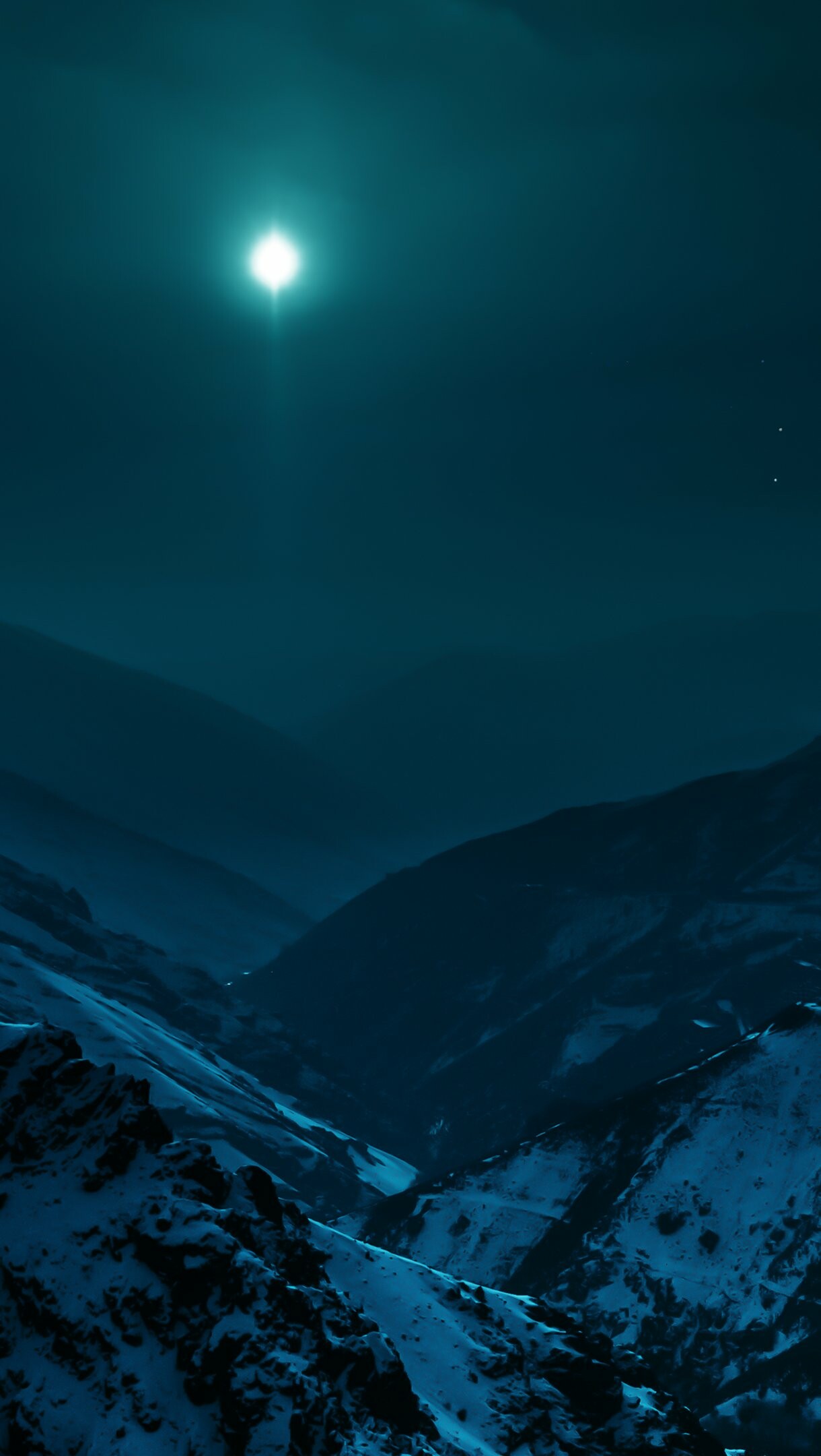 Mountains with moonlight, 4K Ultra HD, 1220x2160 HD Phone