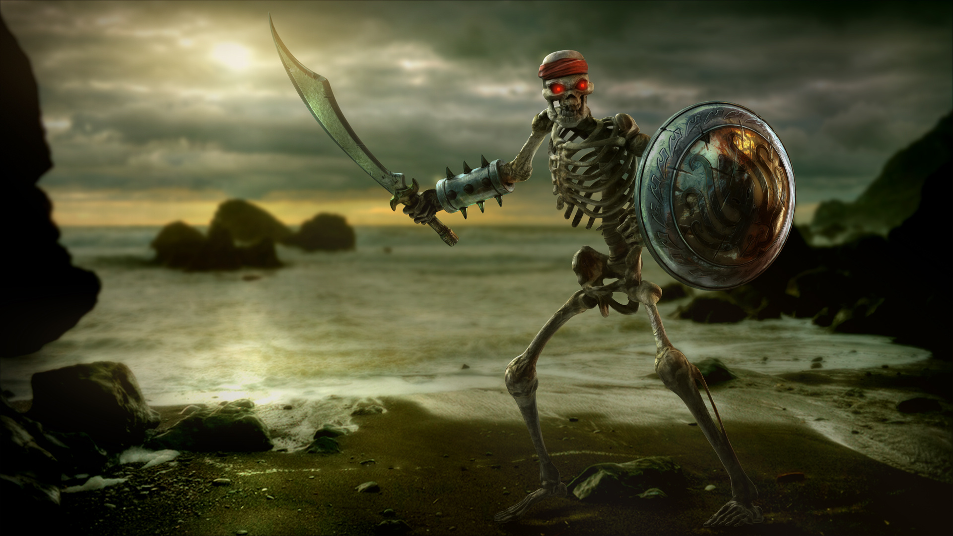 Spinal, Killer Instinct character, Game art, Bone-chilling aesthetics, 1920x1080 Full HD Desktop