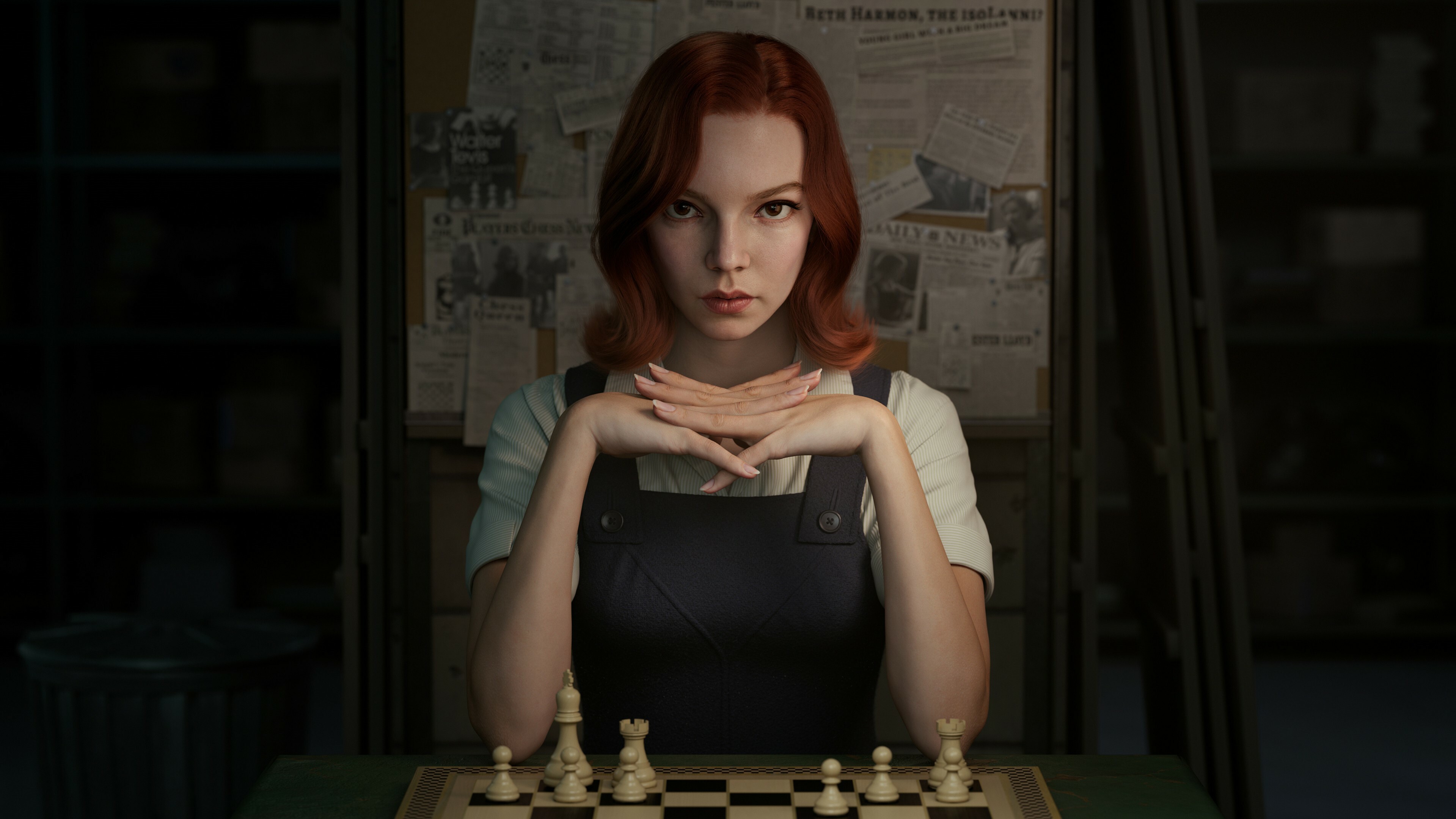 Queen's Gambit wallpapers, HD quality, Captivating backgrounds, Chess-inspired designs, 3840x2160 HD Desktop