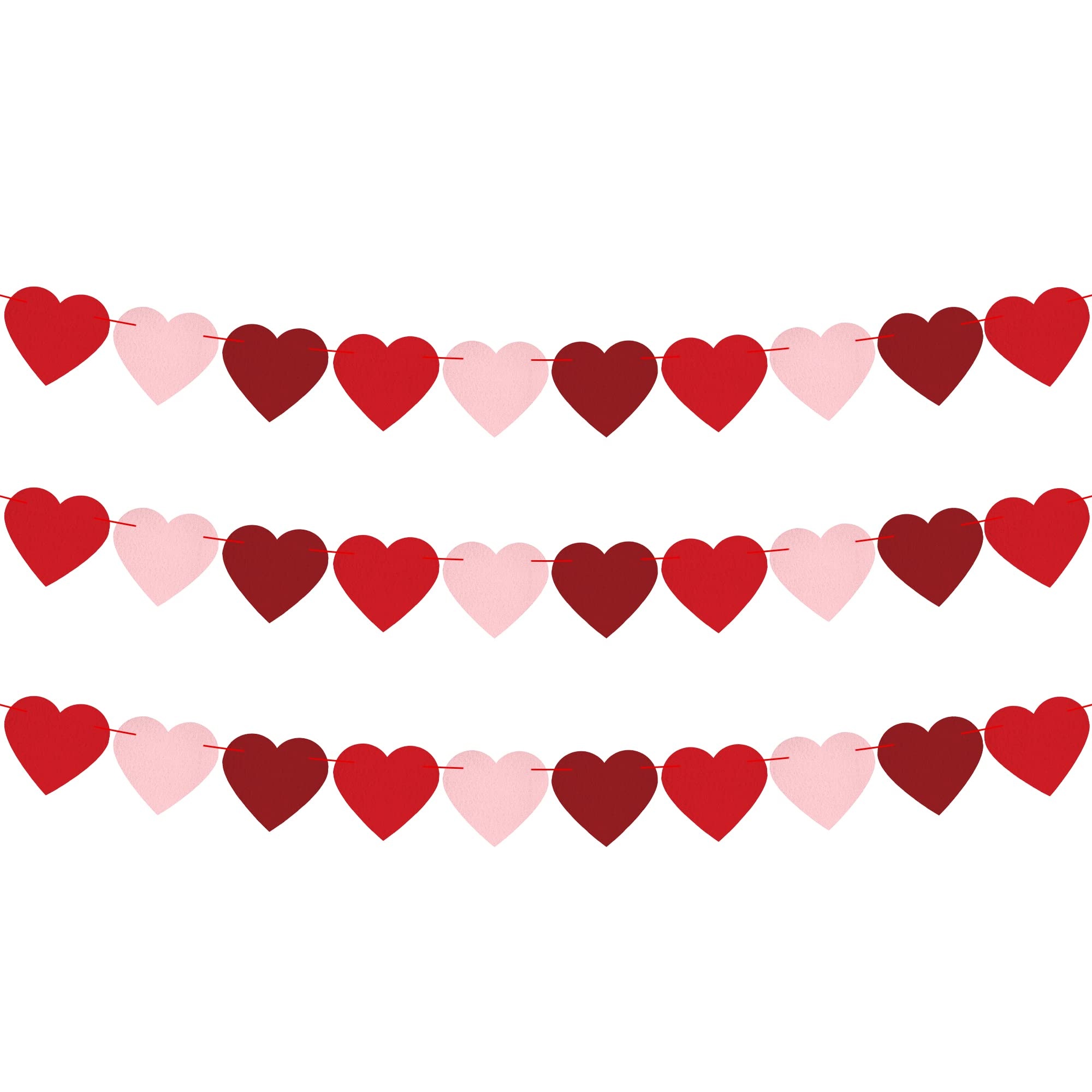 hanging heart garland, red and pink hearts, Valentine decoration bunting, HD Phone wallpaper