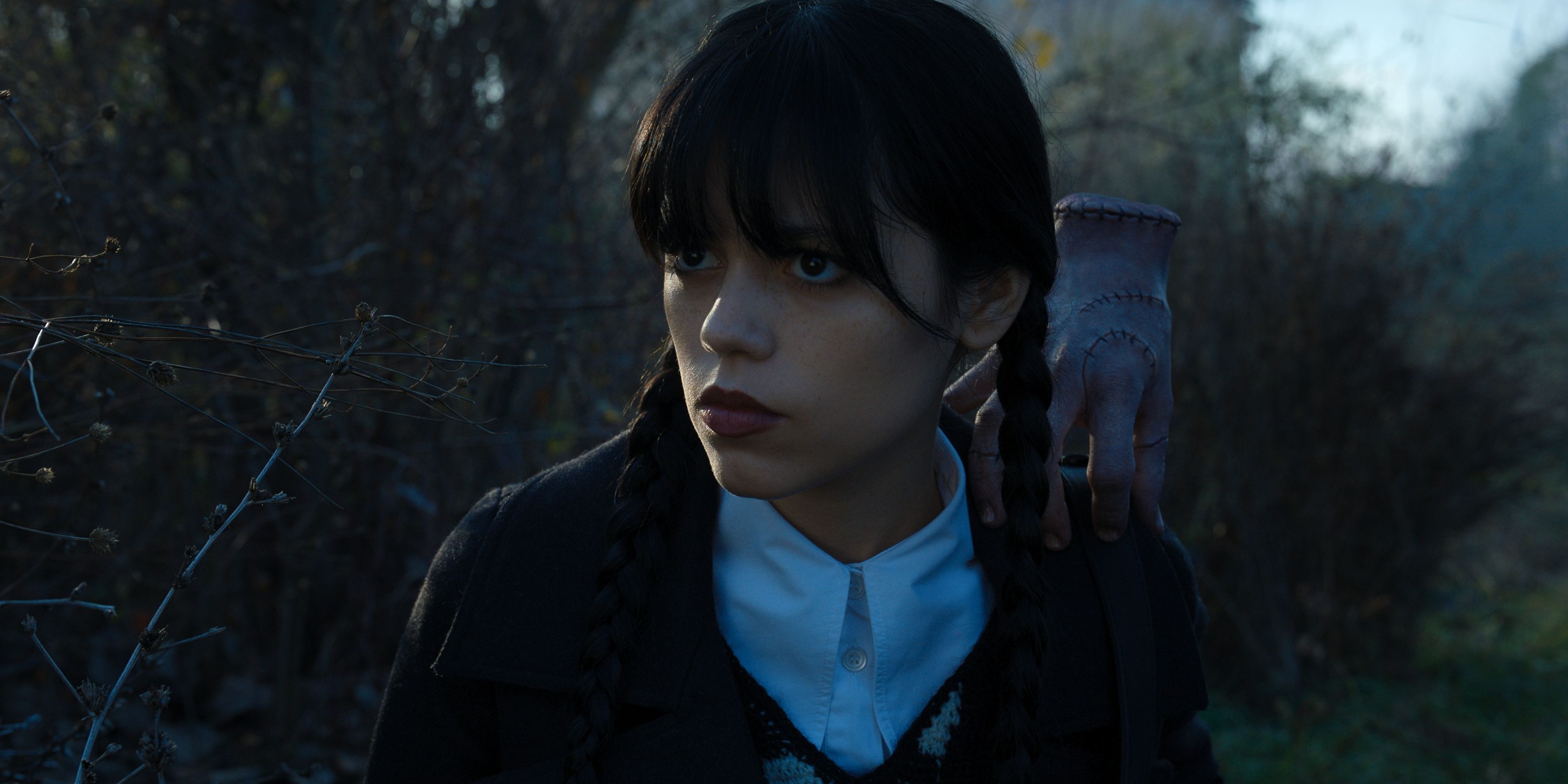 Wednesday Addams, Thing, Jenna Ortega, Dual Screen Desktop wallpaper