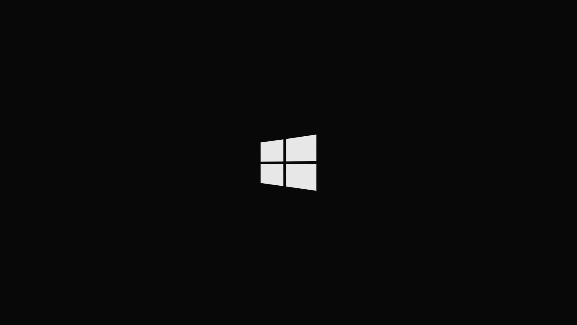 Windows 10 logo, minimalist dark theme, solid black background, Full HD Desktop wallpaper