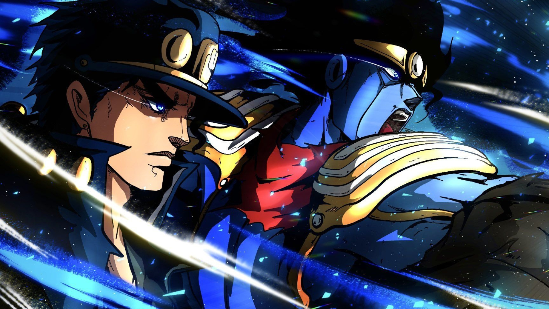 Jotaro and Star Platinum, Jojo Bizarre, Anime series, Jojo's Bizarre Adventure, 1920x1080 Full HD Desktop